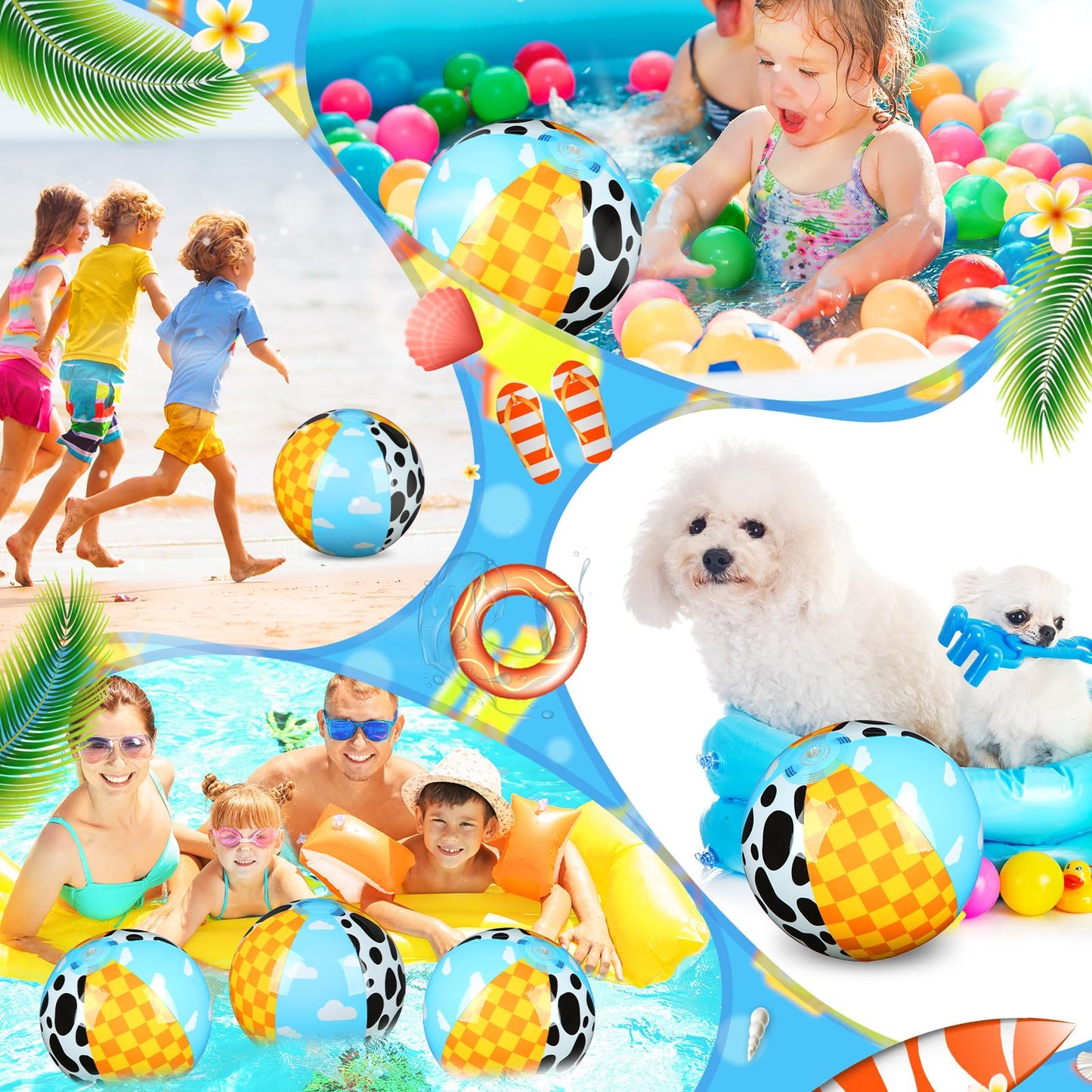Hollowfly 4 Pack Cartoon Story Beach Balls – 12-Inch Inflatable Pool & Beach Ball Bulk
