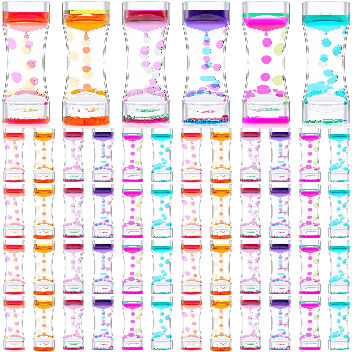 Hollowfly 36-Piece Liquid Motion Bubbler Timer Sensory Fidget – Colorful Hourglass for Calm, Focus & Stress Relief