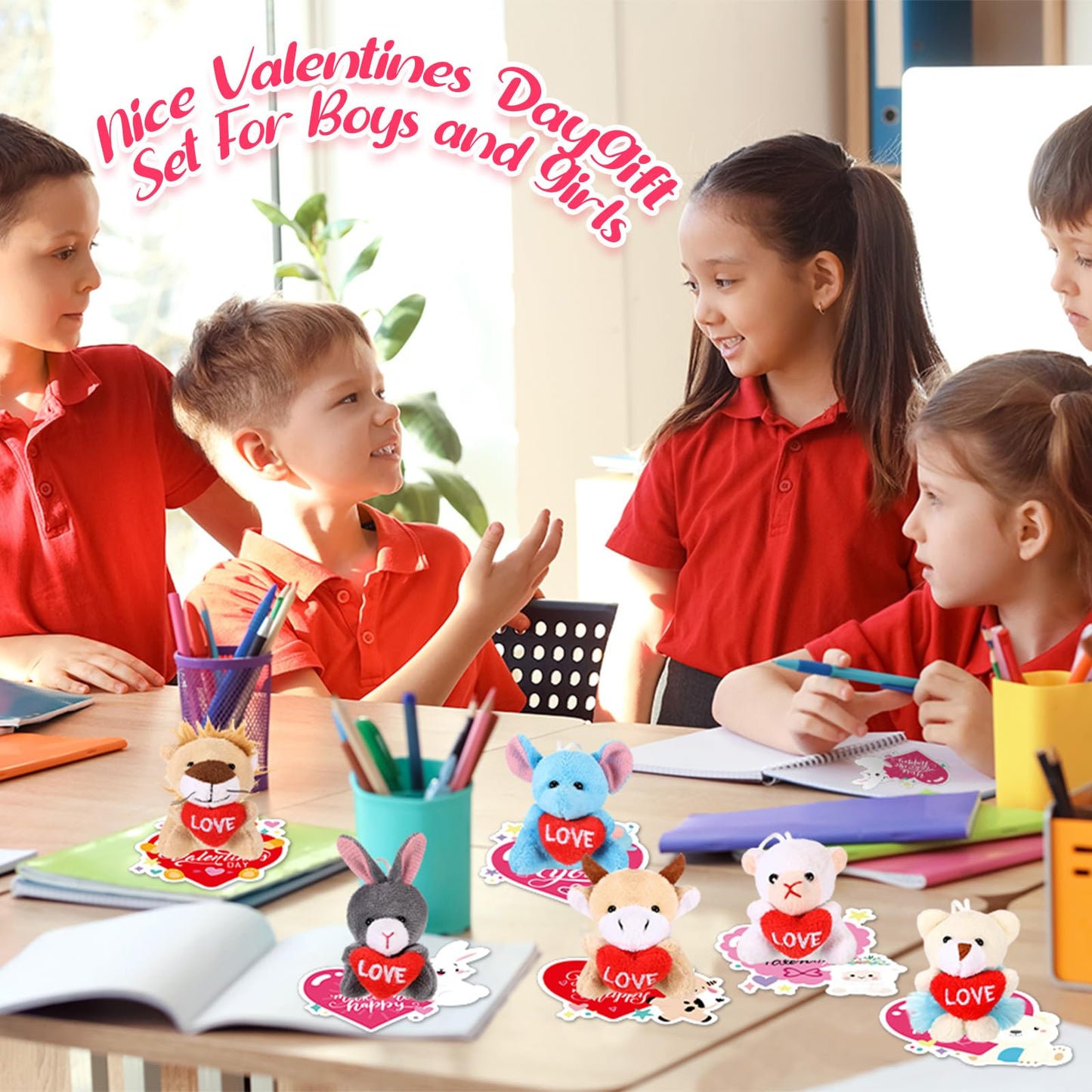 Hollowfly 30-Set Valentine Plush Bulk | Classroom Gifts & Cards for Students