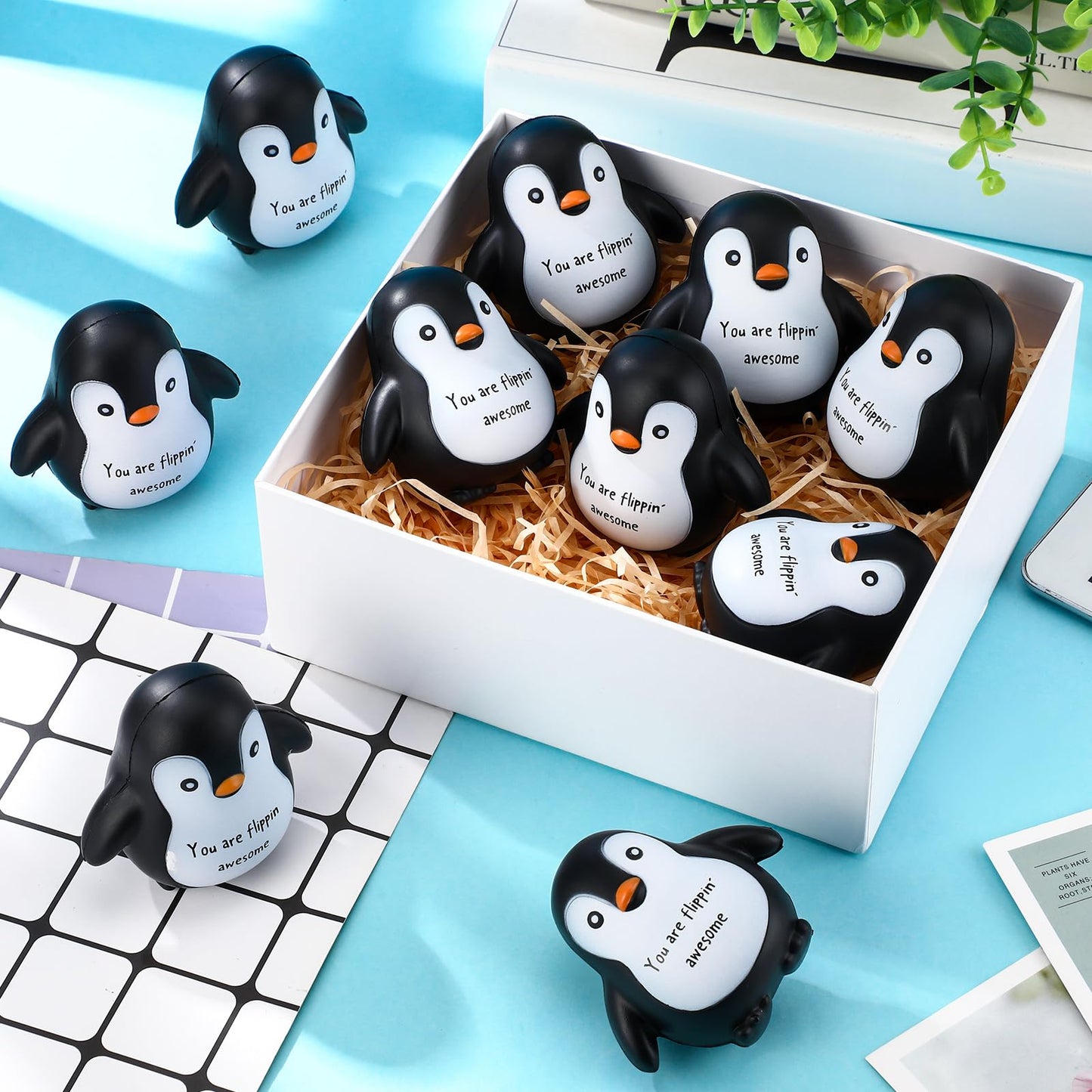 Hollowfly 10 Pcs Penguin Stress Balls – Positive Fidget Toys for Work, School & Gifts