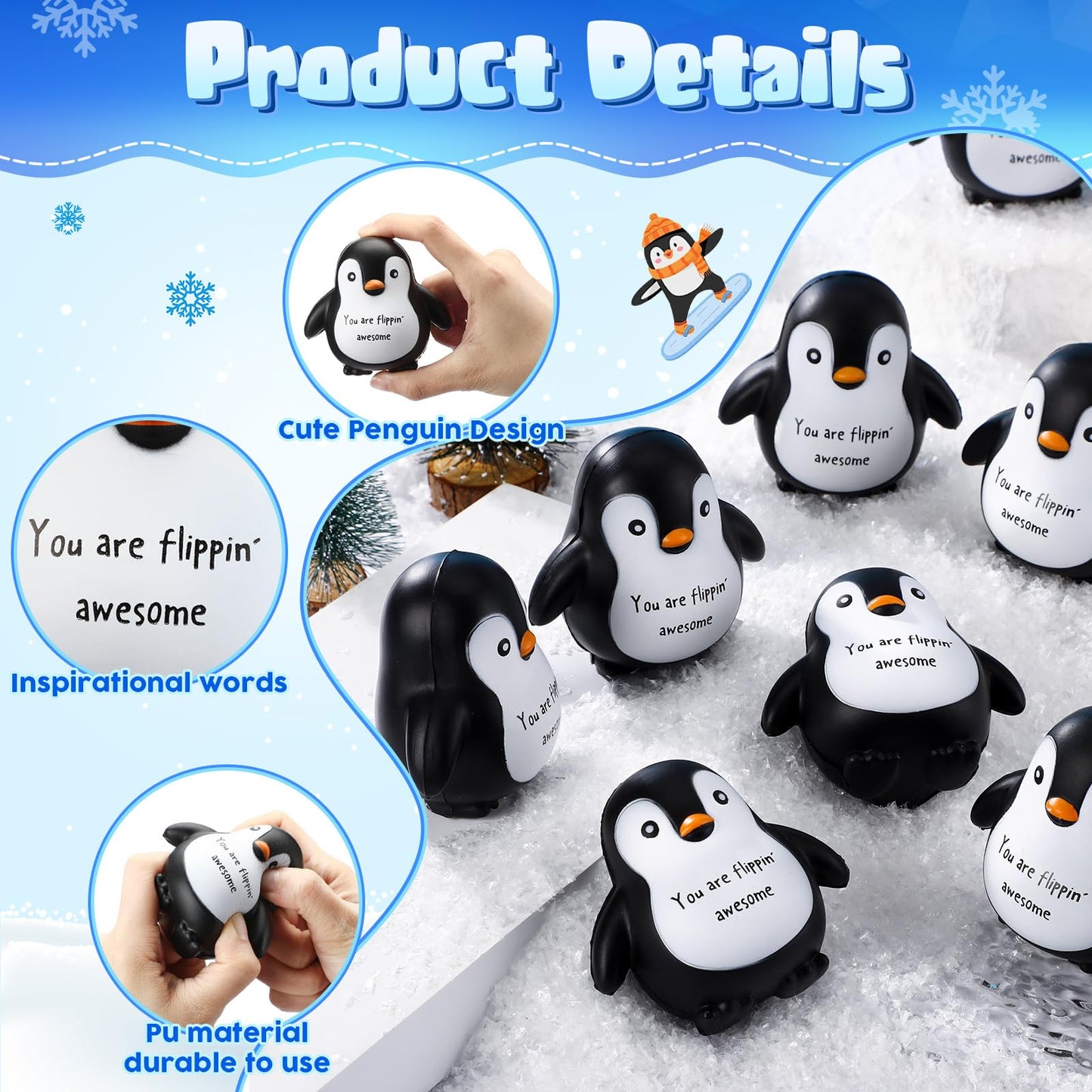 Hollowfly 10 Pcs Penguin Stress Balls – Positive Fidget Toys for Work, School & Gifts