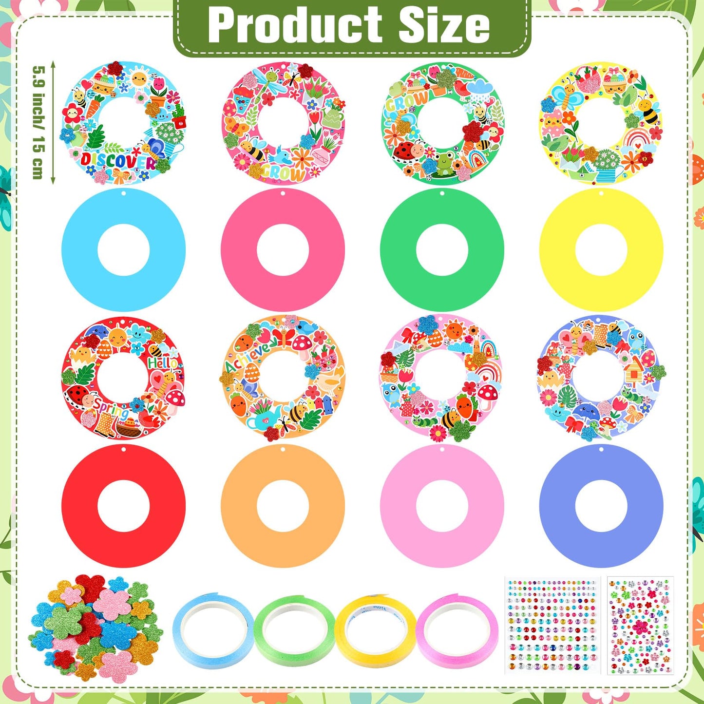 Hollowfly 48 Sets Spring Wreath Craft Kit – DIY Wreaths & Party Favors