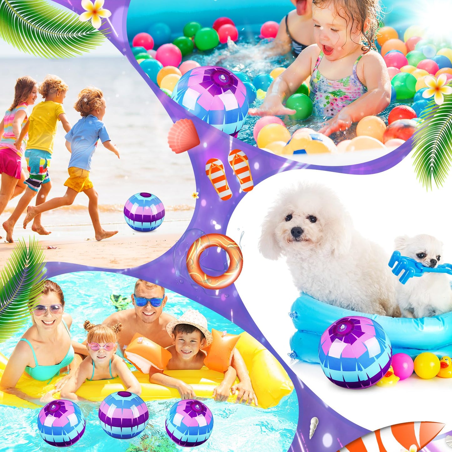 Hollowfly 12 Pack Video Game Themed Beach Balls – 7.87-inch Diameter, PVC Bulk for Pool & Beach Fun