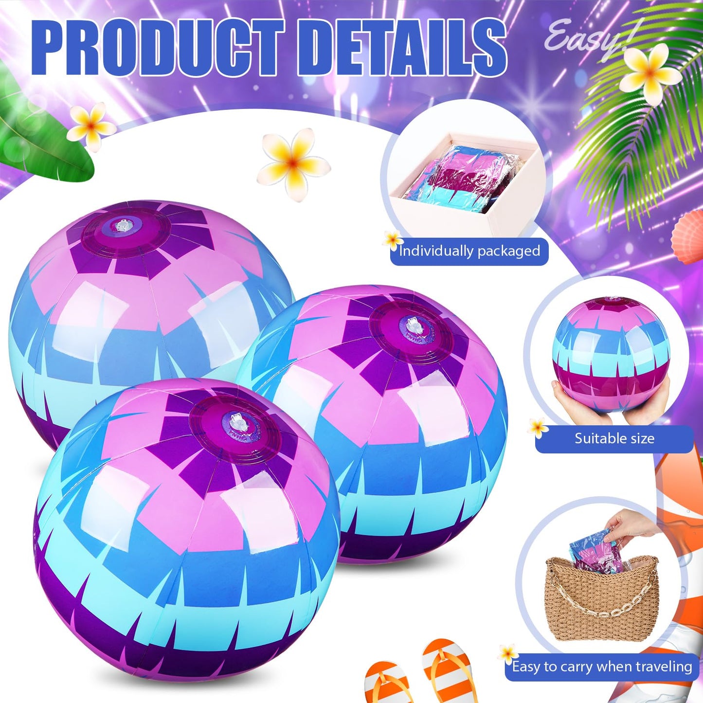 Hollowfly 12 Pack Video Game Themed Beach Balls – 7.87-inch Diameter, PVC Bulk for Pool & Beach Fun