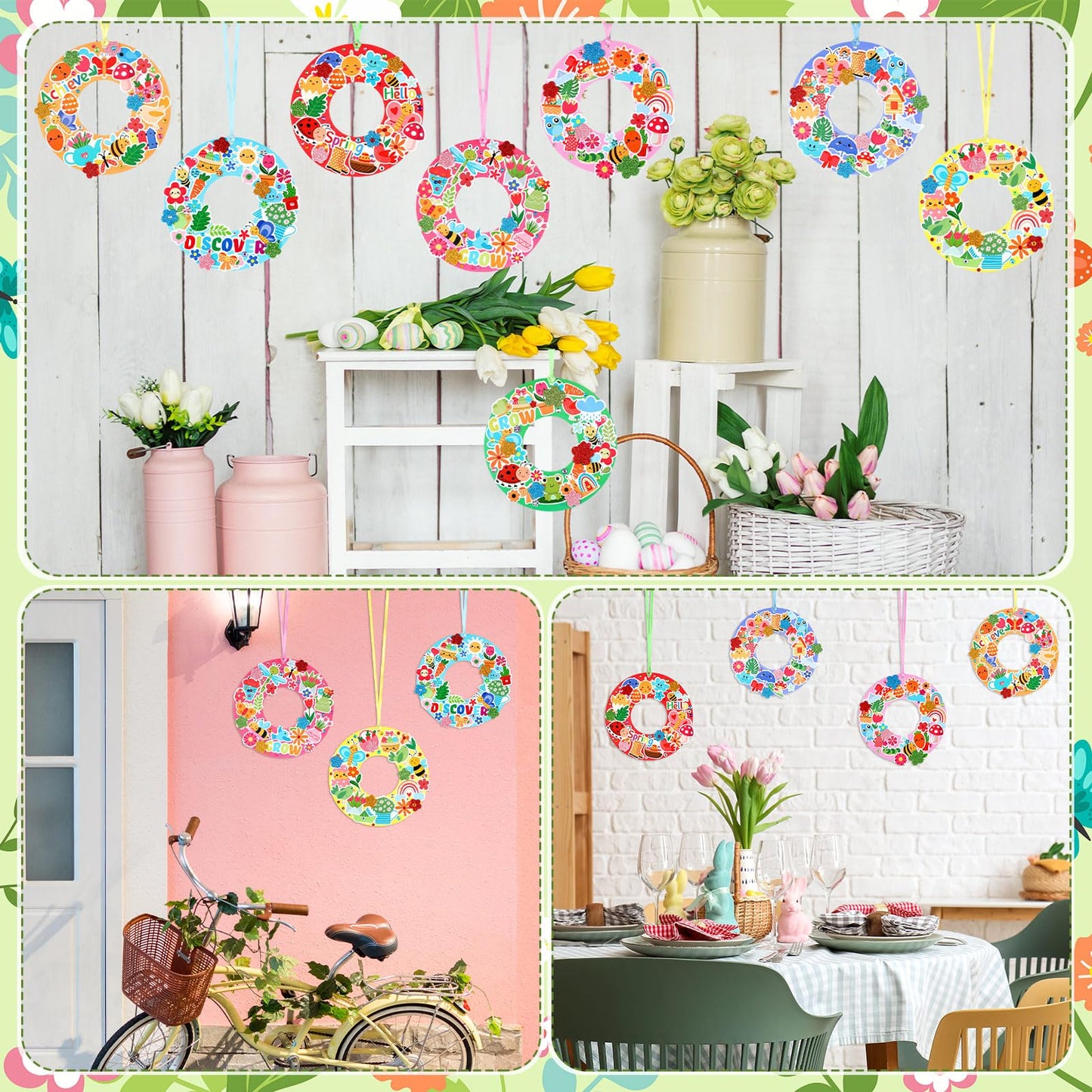 Hollowfly 48 Sets Spring Wreath Craft Kit – DIY Wreaths & Party Favors
