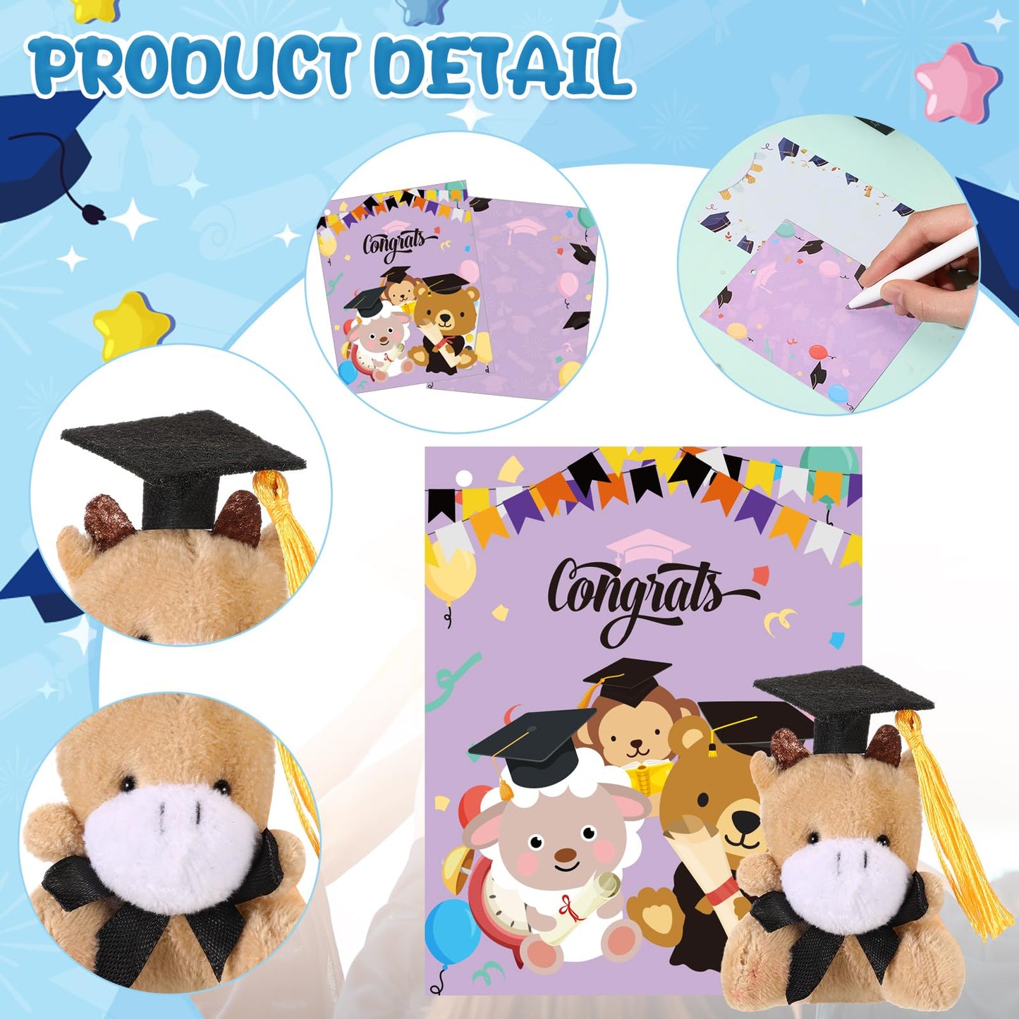 Hollowfly 30-Set Graduation Plush Gifts with Cards for Class of 2025