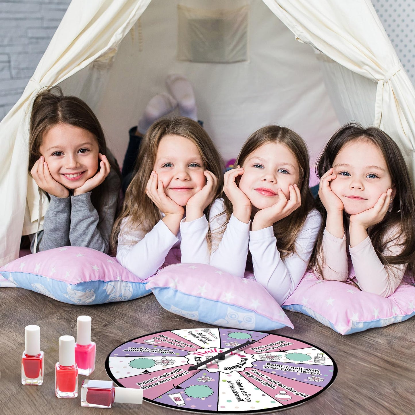 Hollowfly Nail Spa Party Game with Spinner — Nail Art Challenge for Sleepovers & Spa Parties