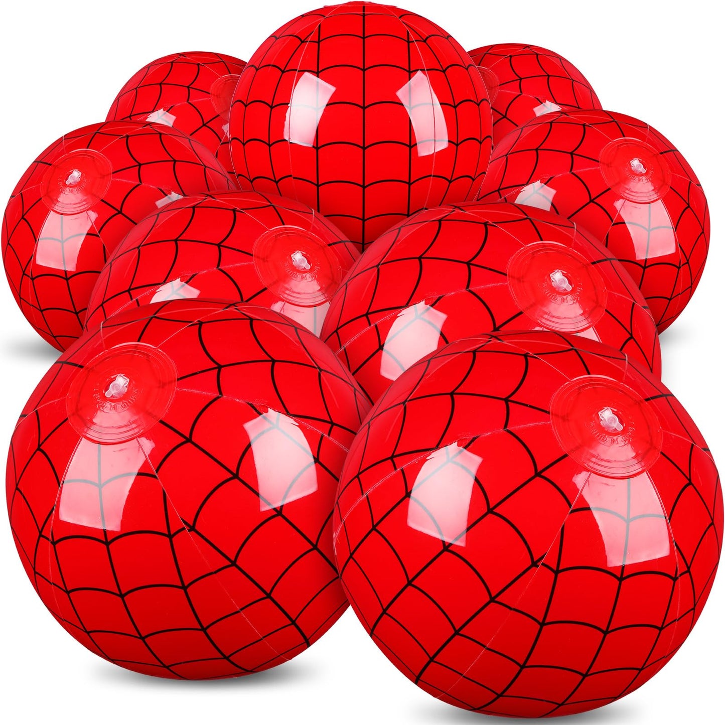 Hollowfly 12 Pack Spider Web Beach Ball – 7.87-inch Blue & Red Pool Party Toys