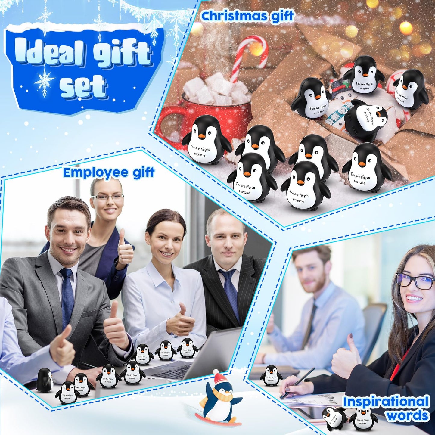 Hollowfly 10 Pcs Penguin Stress Balls – Positive Fidget Toys for Work, School & Gifts