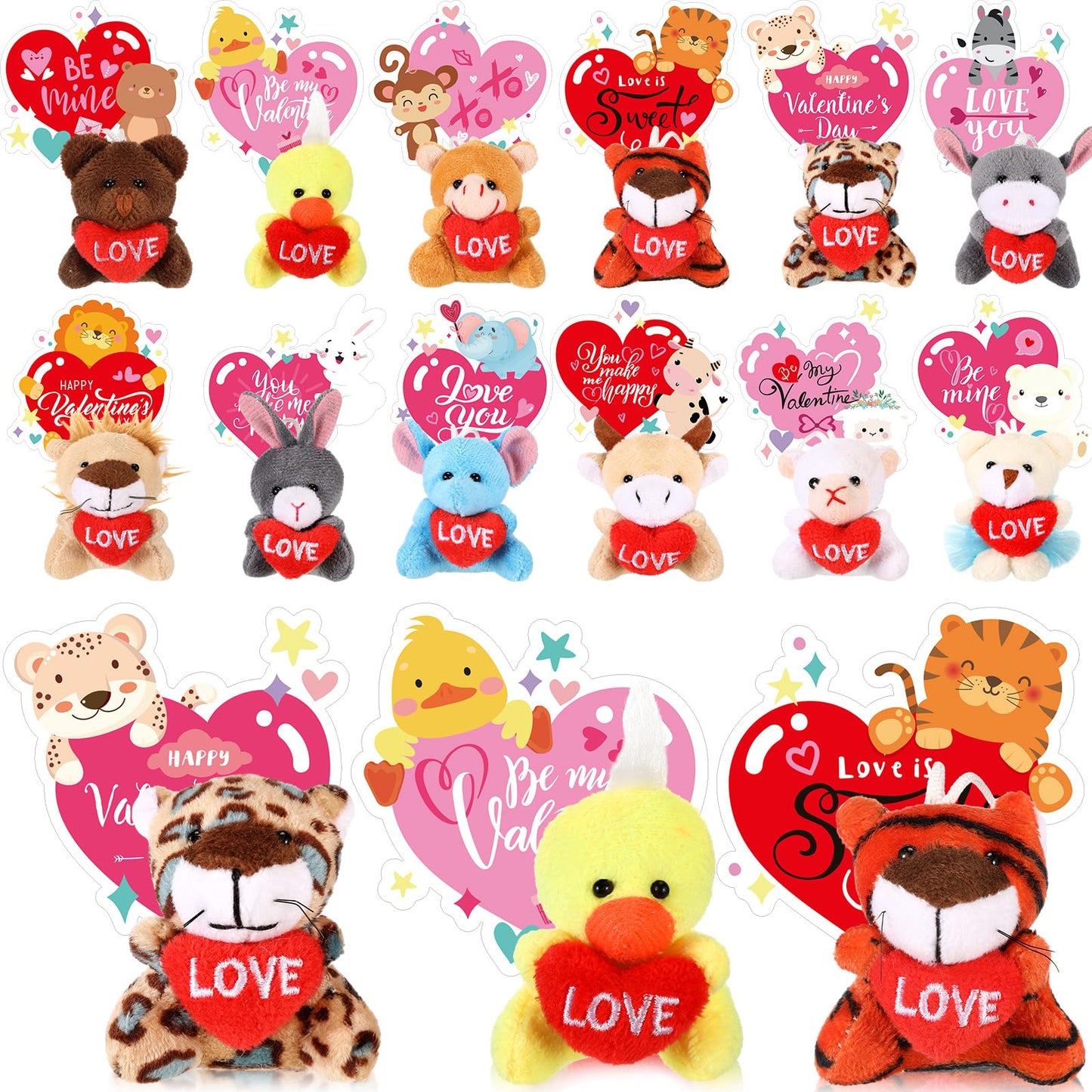 Hollowfly 30-Set Valentine Plush Bulk | Classroom Gifts & Cards for Students