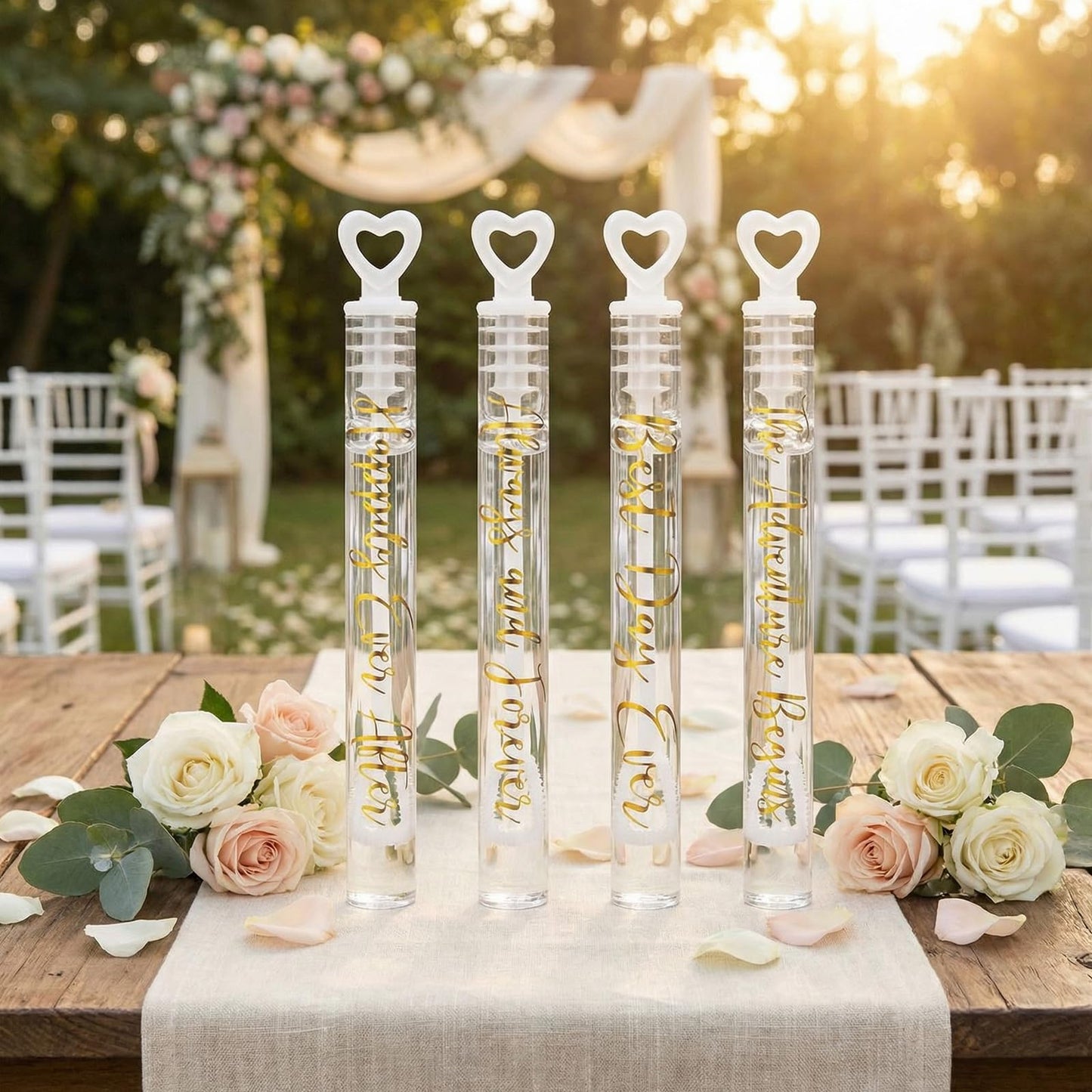 Hollowfly 120-Count Heart Bubble Wands for Weddings & Parties