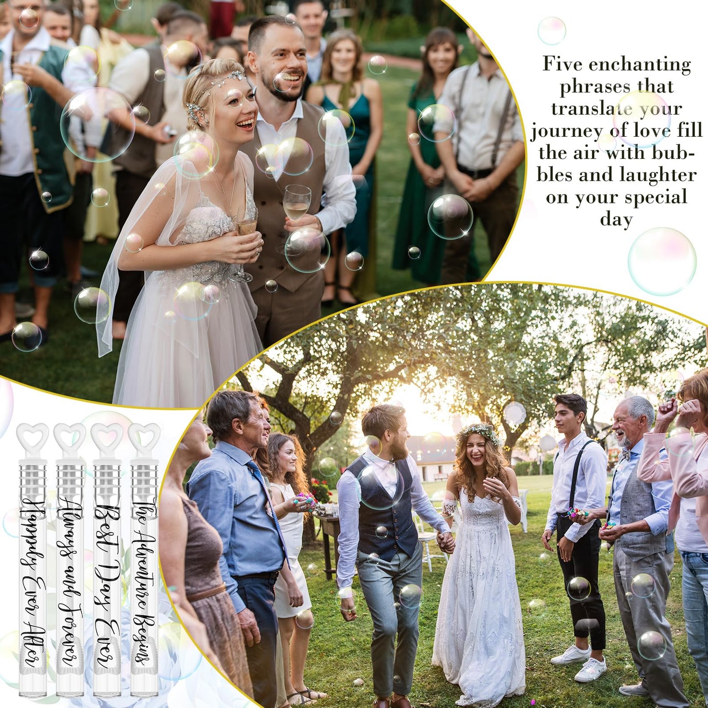 Hollowfly 120 Count Wedding Mini Bubble Wands – Heart-Shaped Party Favors for Send-Offs