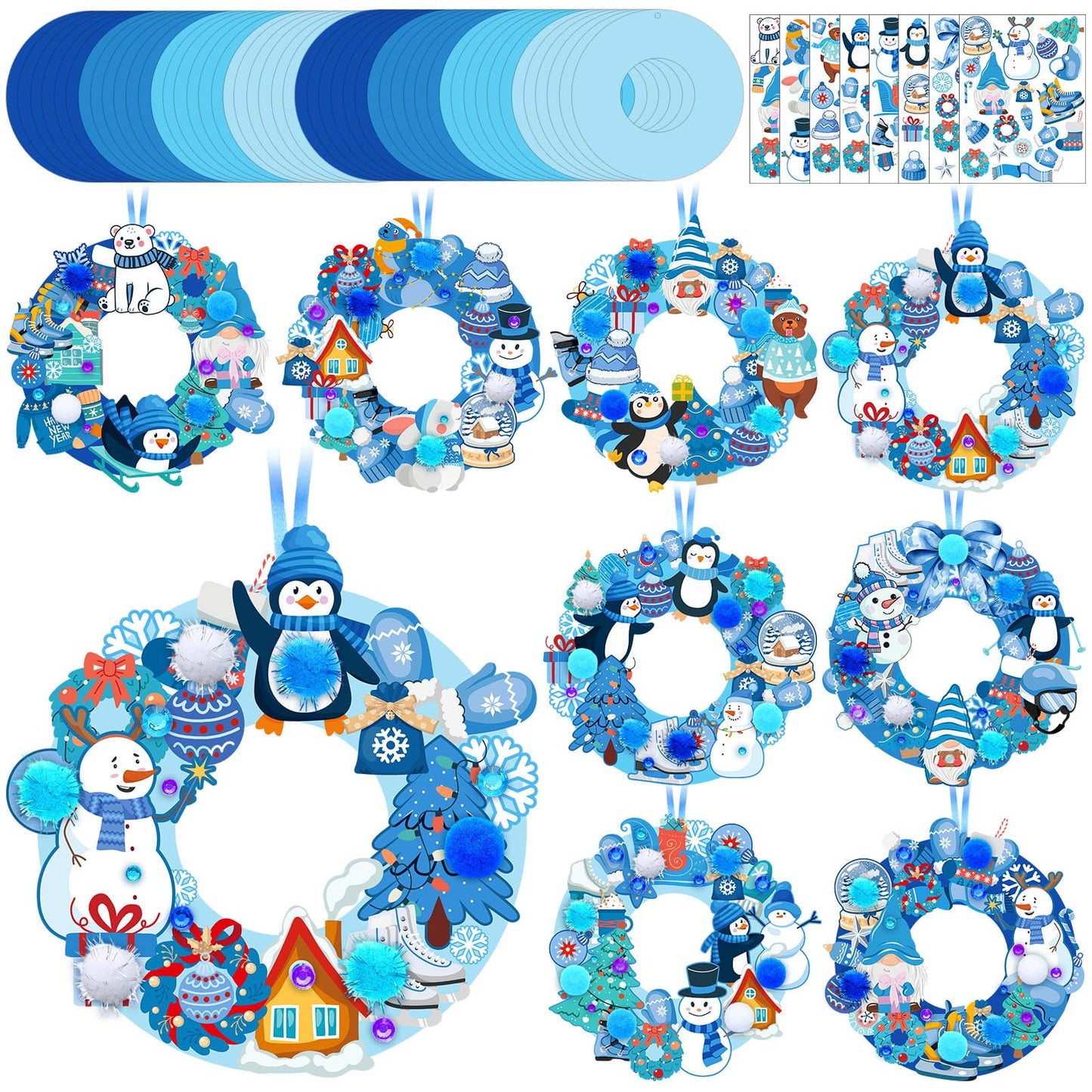 Hollowfly Winter Wreath Craft Kit – 48 Sets DIY Snowflake Ornaments & Decor