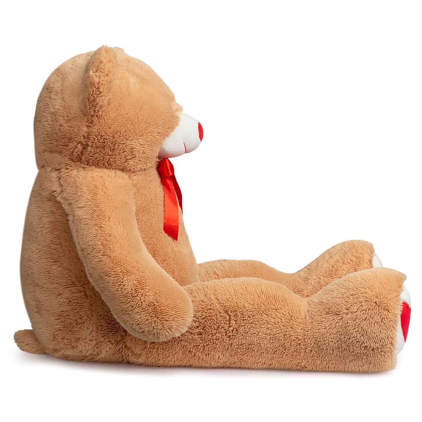 HollyHOME Giant 4ft Teddy Bear – 48 inch Tan Plush with Red Heart | Gifts for Girlfriend, Mom & Kids