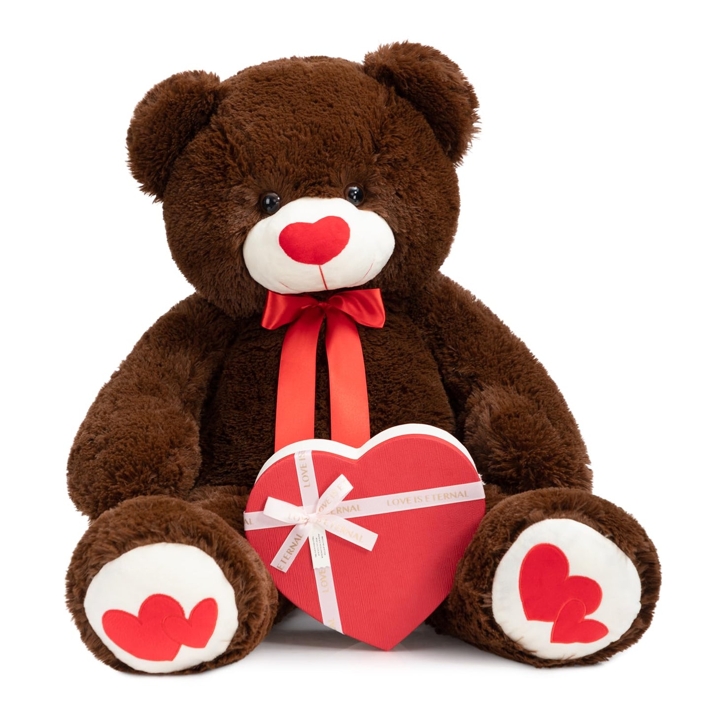 HollyHOME Big Teddy Bear Plush - 36-Inch Chocolate Bear with Red Heart | Giftable Comfort