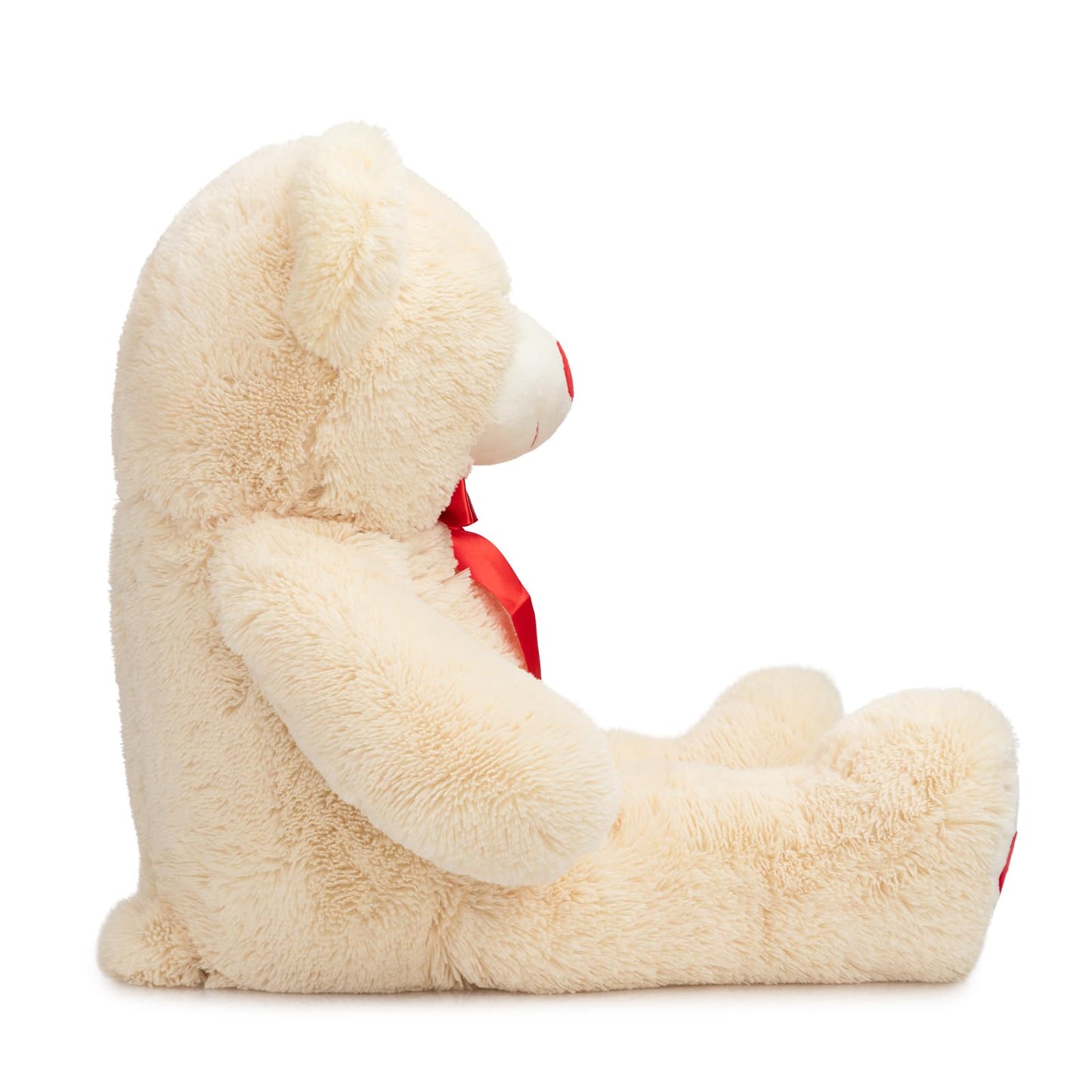 HollyHOME Big Teddy Bear – 36-Inch Beige Plush with Red Heart | Gift for Girlfriend & Kids