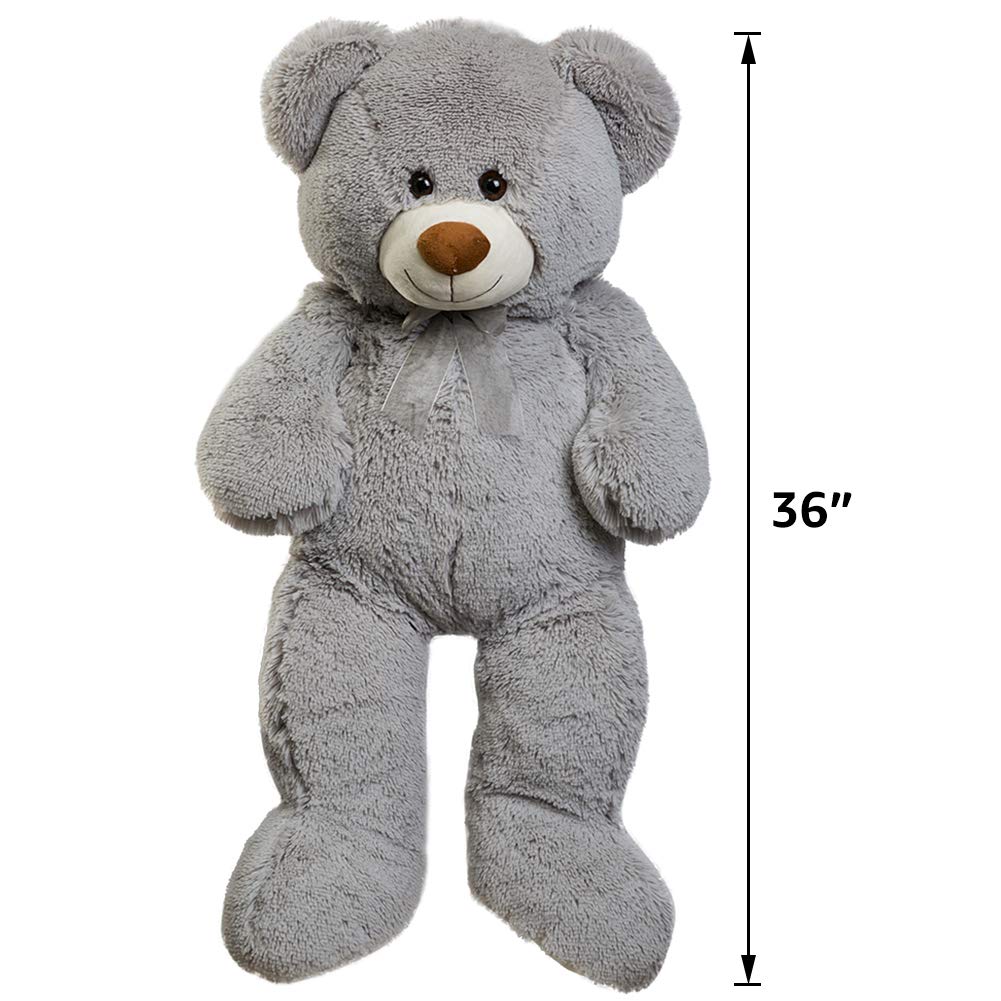 HollyHOME 36-Inch Gray Teddy Bear — Large Plush Stuffed Animal, Gift-Ready for Kids & Loved Ones