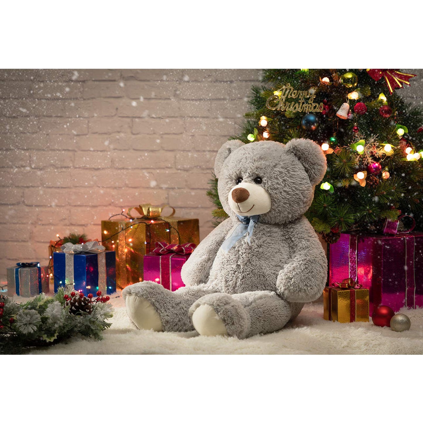 HollyHOME 36-Inch Gray Teddy Bear — Large Plush Stuffed Animal, Gift-Ready for Kids & Loved Ones