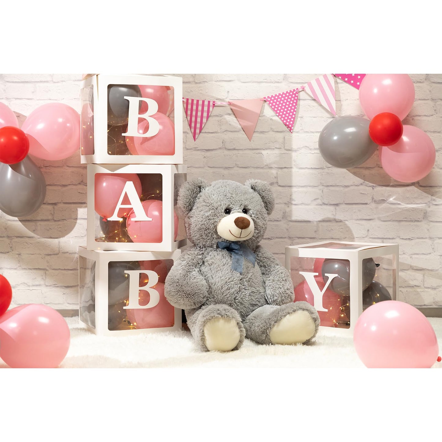 HollyHOME 36-Inch Gray Teddy Bear — Large Plush Stuffed Animal, Gift-Ready for Kids & Loved Ones