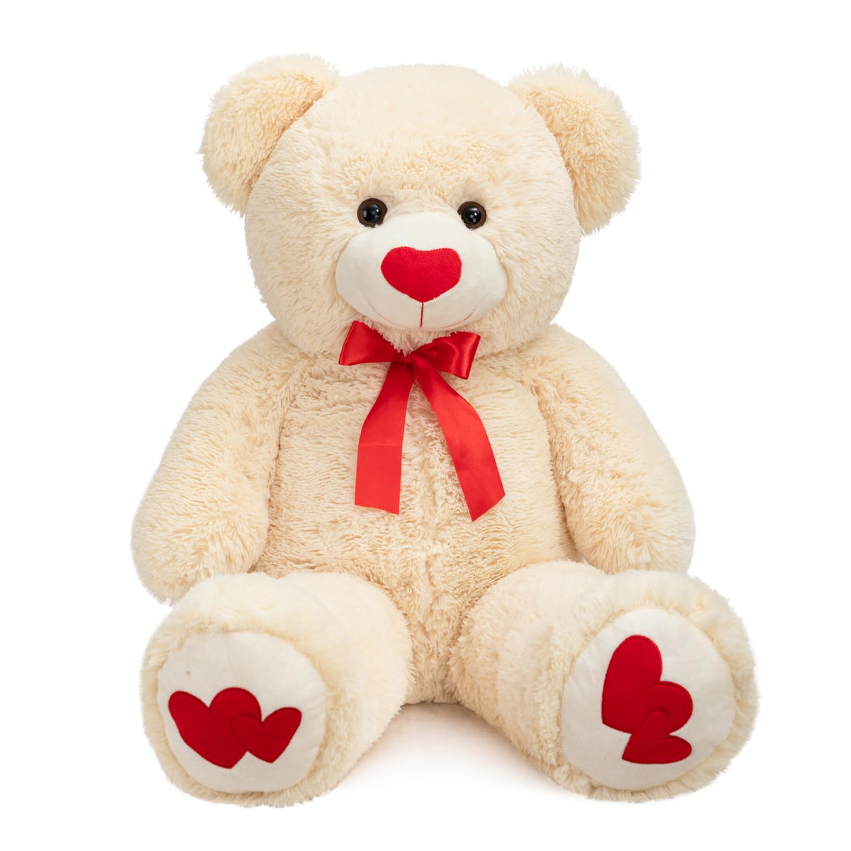 HollyHOME Big Teddy Bear – 36-Inch Beige Plush with Red Heart | Gift for Girlfriend & Kids