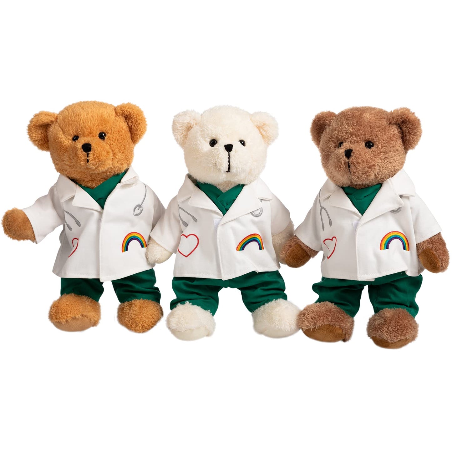 HollyHOME Doctor Bear Plush - 16-Inch Scrubs and White Coat Teddy for Doctors and Students