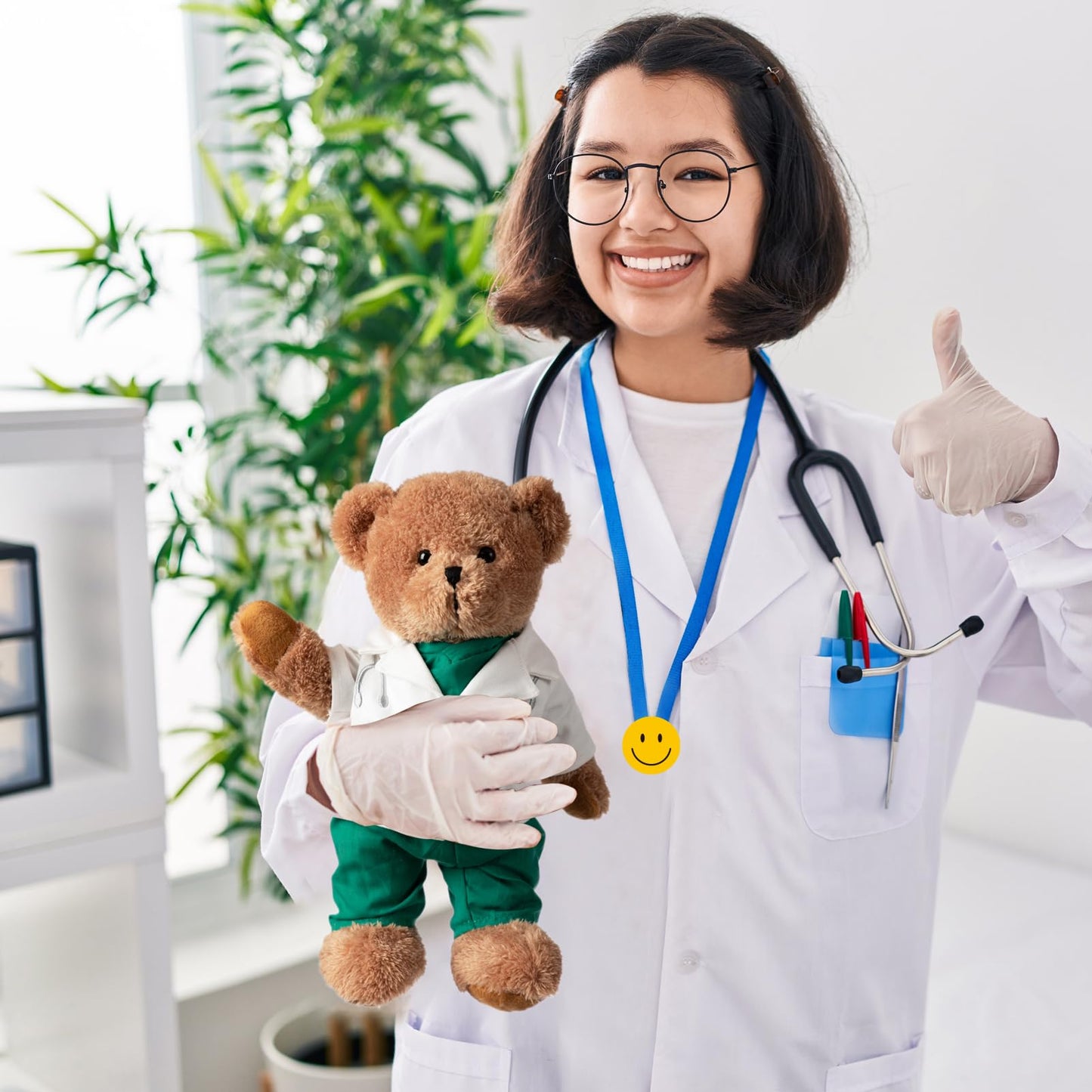 HollyHOME Doctor Bear Plush - 16-Inch Scrubs and White Coat Teddy for Doctors and Students