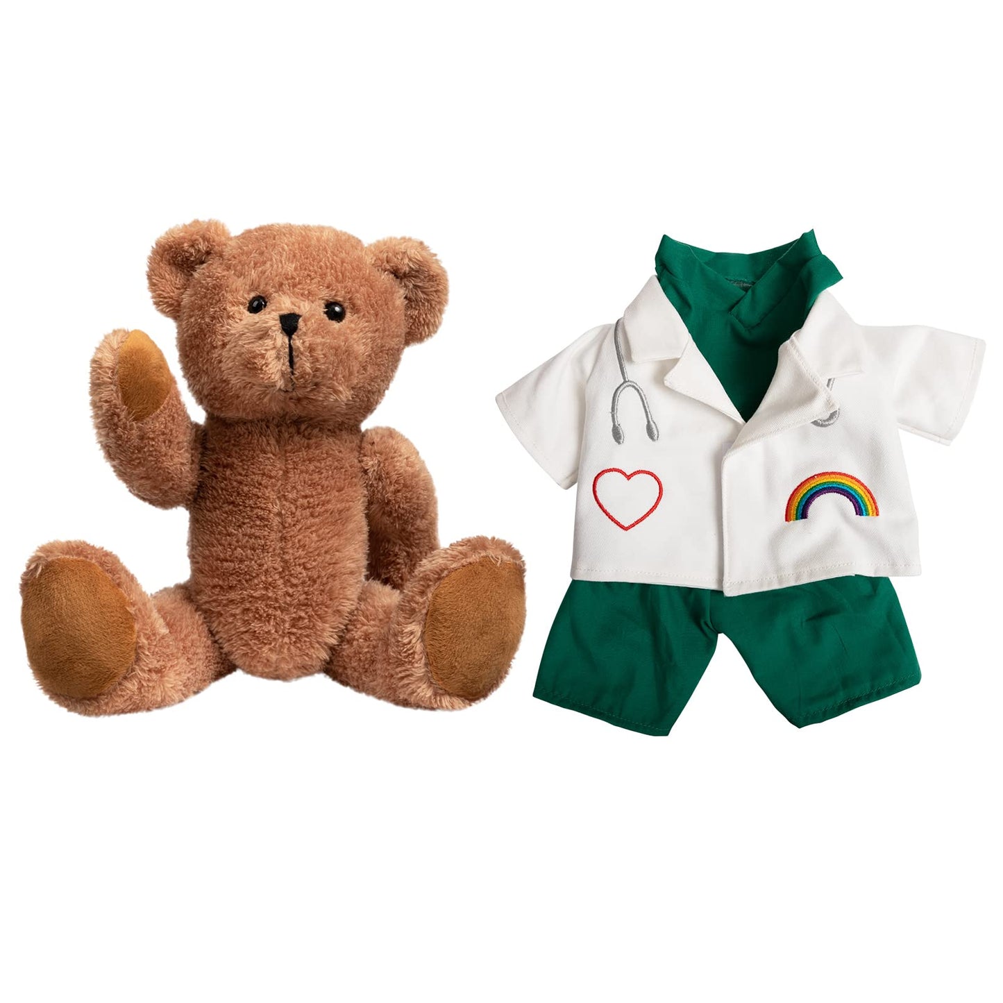 HollyHOME Doctor Bear Plush - 16-Inch Scrubs and White Coat Teddy for Doctors and Students