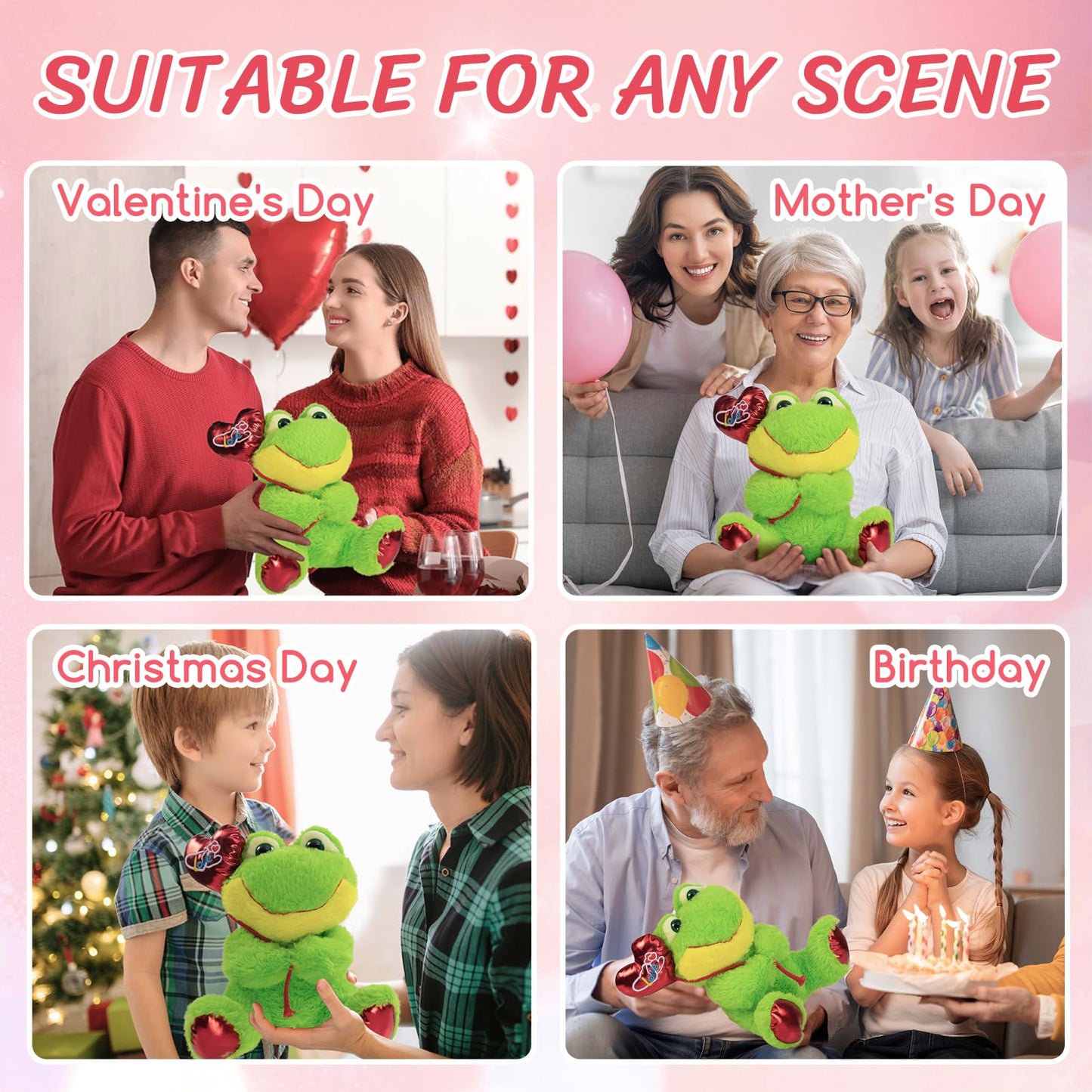 HollyHOME Frog Plush – 10-Inch Valentine Gift with Red Heart Balloon