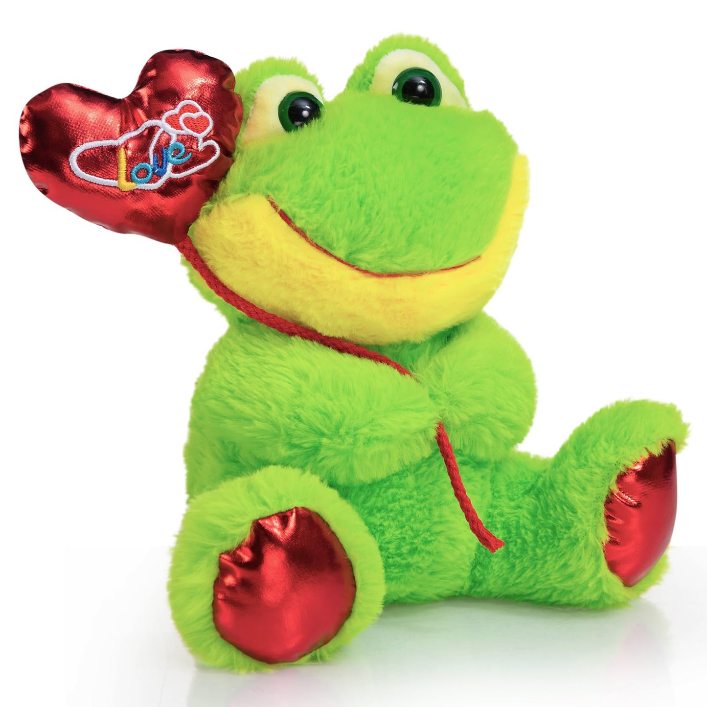 HollyHOME Frog Plush – 10-Inch Valentine Gift with Red Heart Balloon