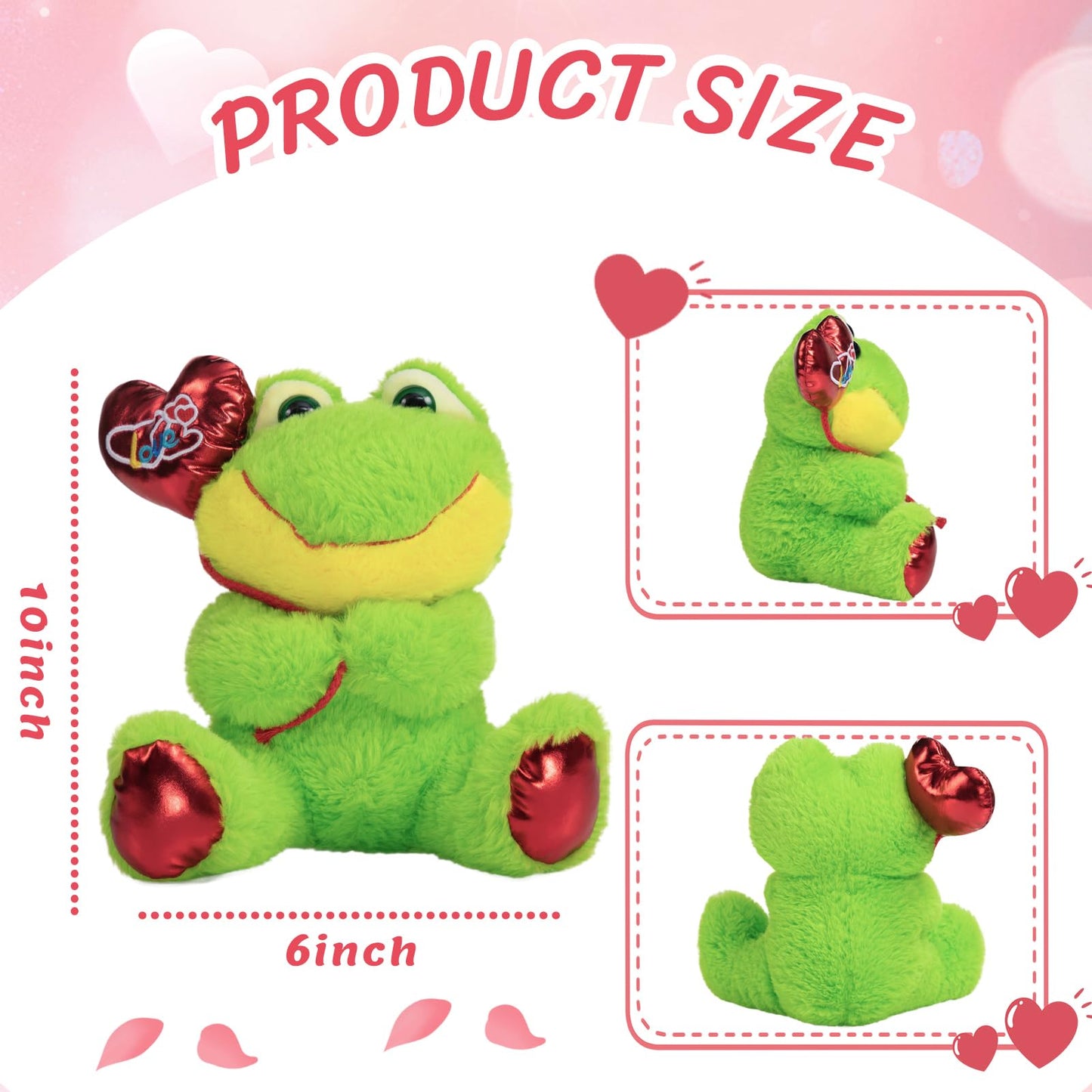 HollyHOME Frog Plush – 10-Inch Valentine Gift with Red Heart Balloon