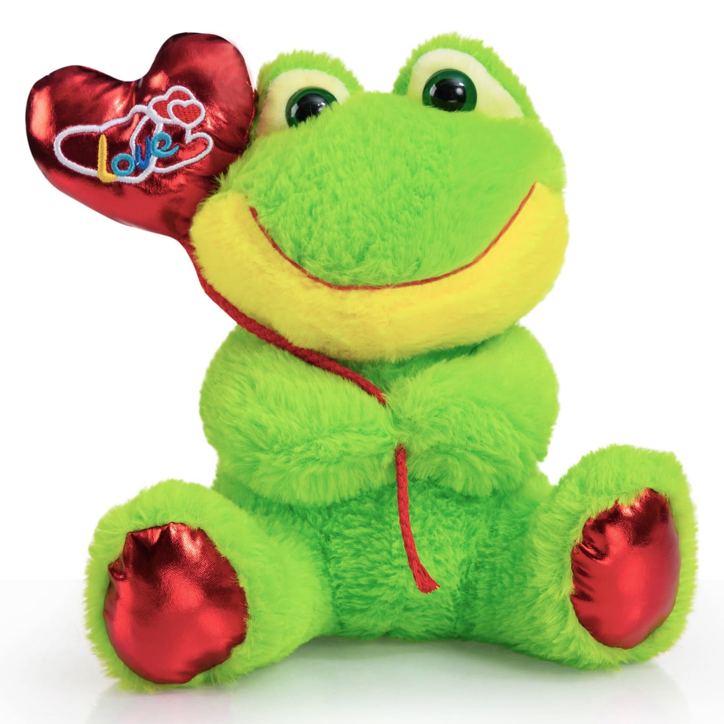 HollyHOME Frog Plush – 10-Inch Valentine Gift with Red Heart Balloon