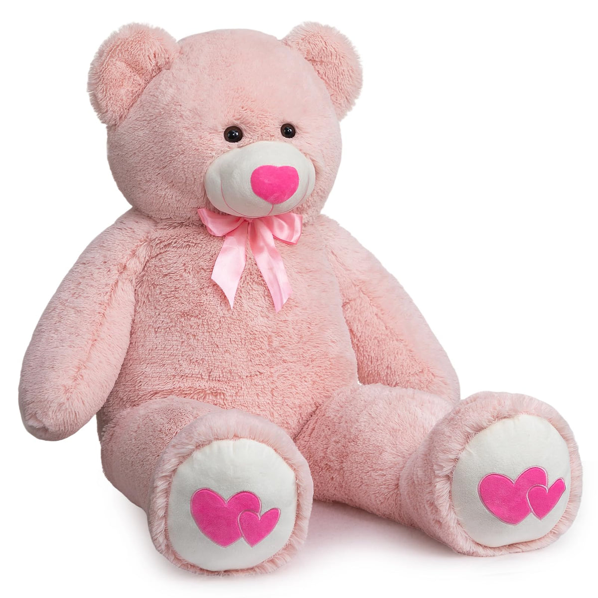HollyHOME Giant 4ft Pink Teddy Bear – Soft Plush Heart Gift for Girlfriend, Mom & Kids