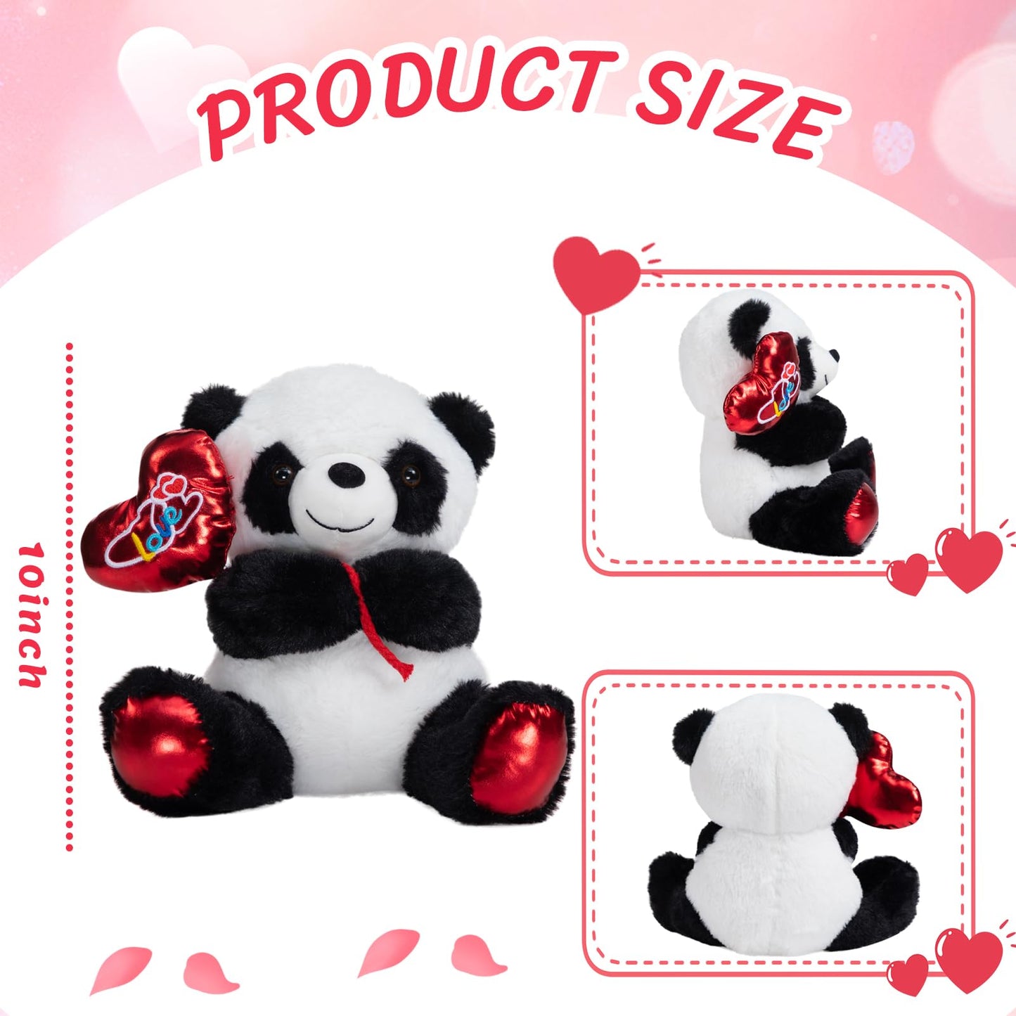 HollyHOME Panda Plush – Valentine Balloon Bear, 10-Inch Cuddle Gift
