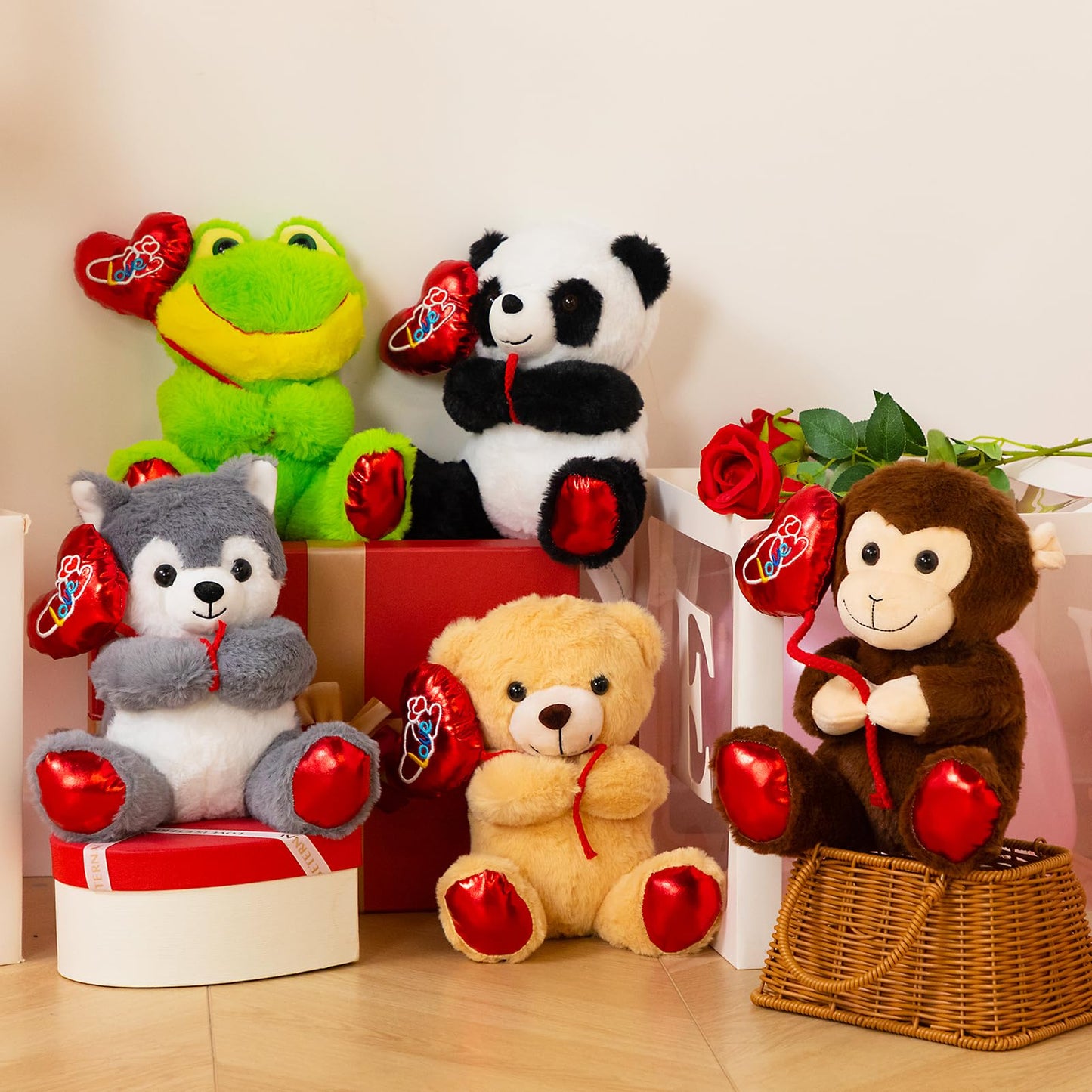 HollyHOME Panda Plush – Valentine Balloon Bear, 10-Inch Cuddle Gift