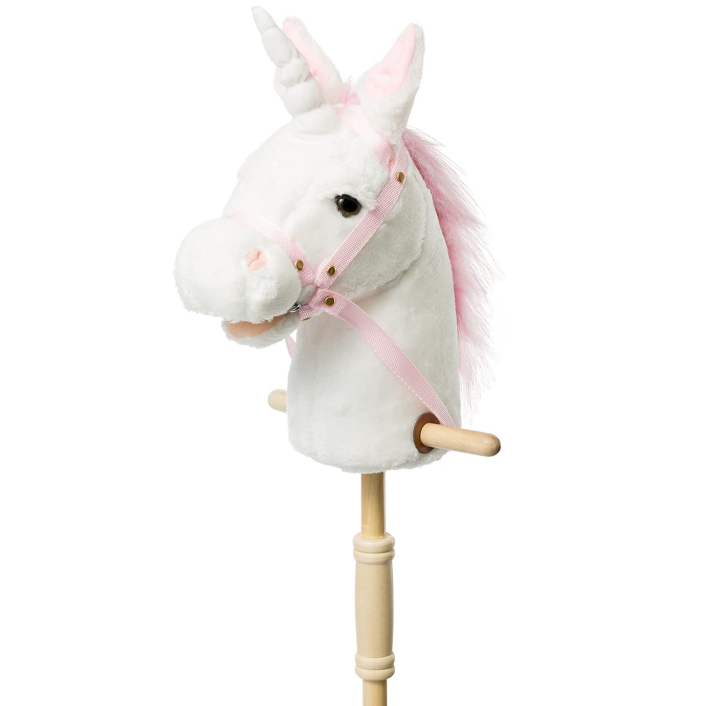 HollyHOME Plush Unicorn Stick Horse with Wood Wheels - 37-Inch Interactive Toy