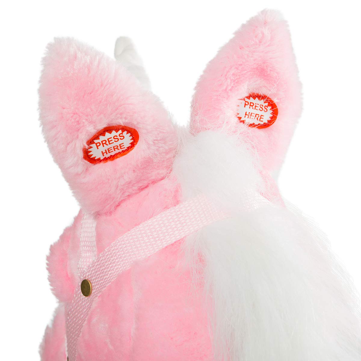 HollyHOME Plush Unicorn Stick Horse with Wood Wheels – 37 Inch Pink Pony with Neighing & Galloping Sounds