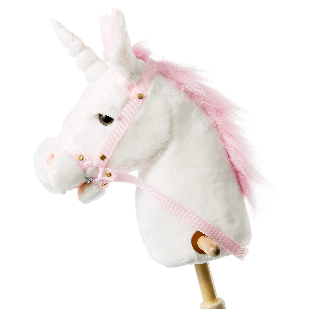 HollyHOME Plush Unicorn Stick Horse with Wood Wheels - 37-Inch Interactive Toy