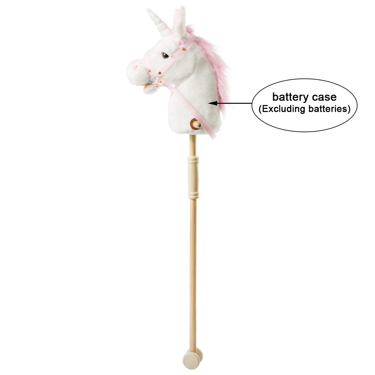 HollyHOME Plush Unicorn Stick Horse with Wood Wheels - 37-Inch Interactive Toy