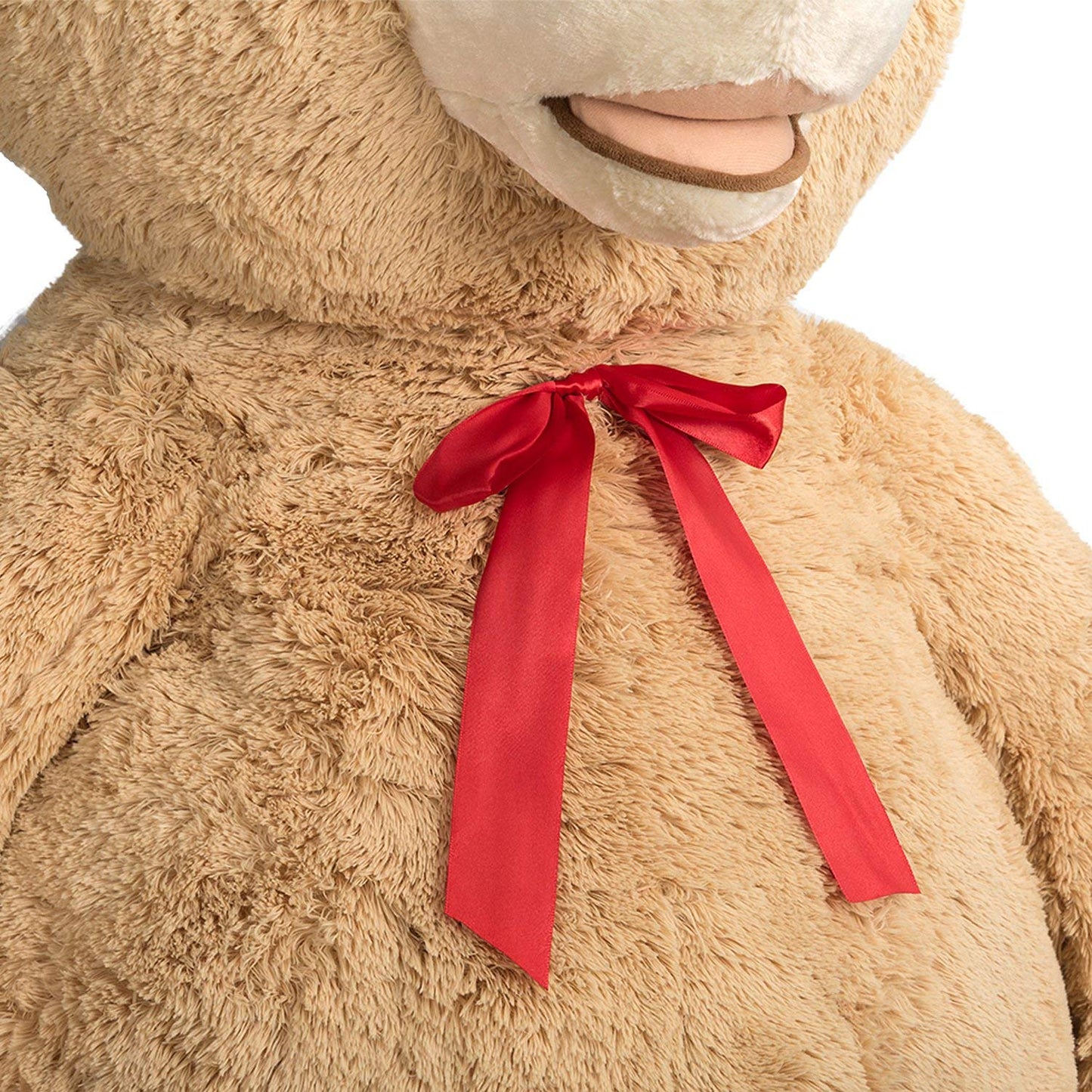 HollyHOME 5ft Giant Teddy Bear – Light Brown Plush with Red Bowtie (Valentine Gift)