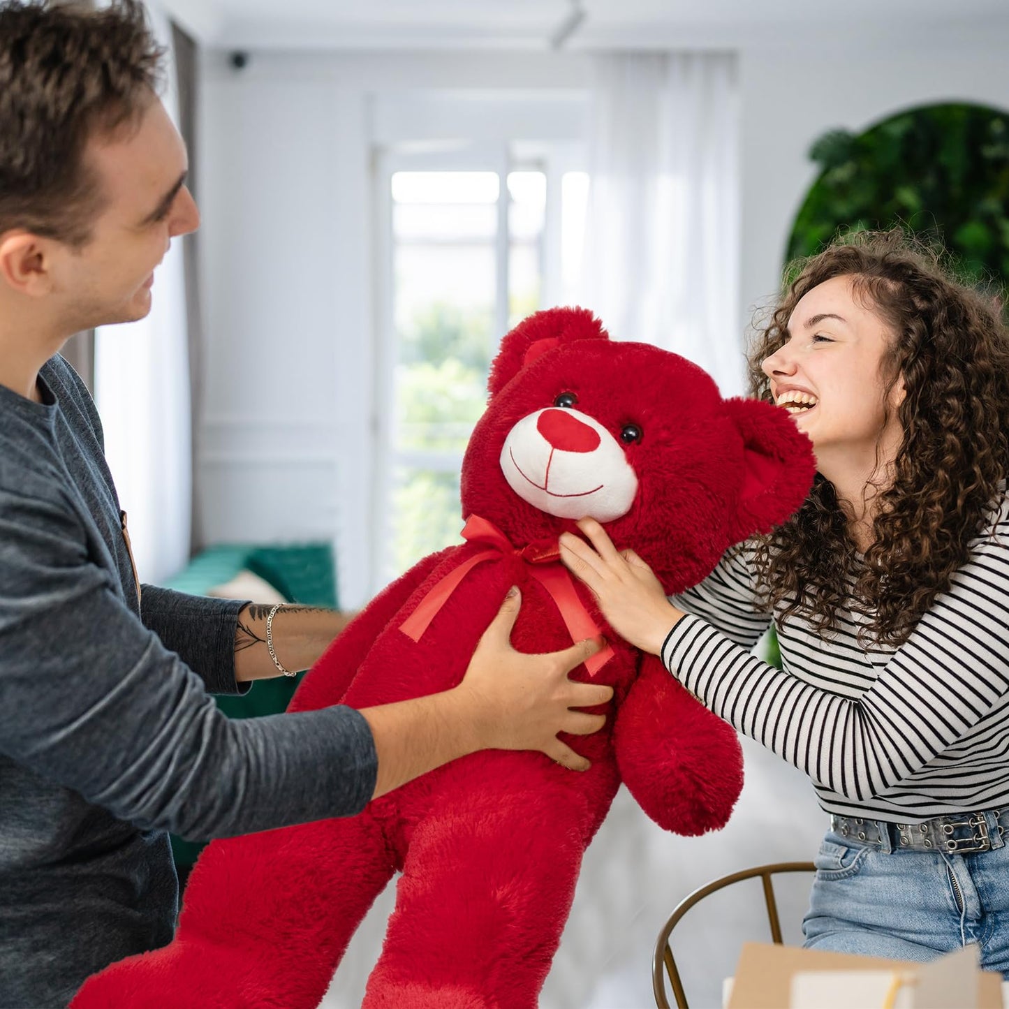 HollyHOME 36-Inch Red Teddy Bear with Heart – Large Plush Gift