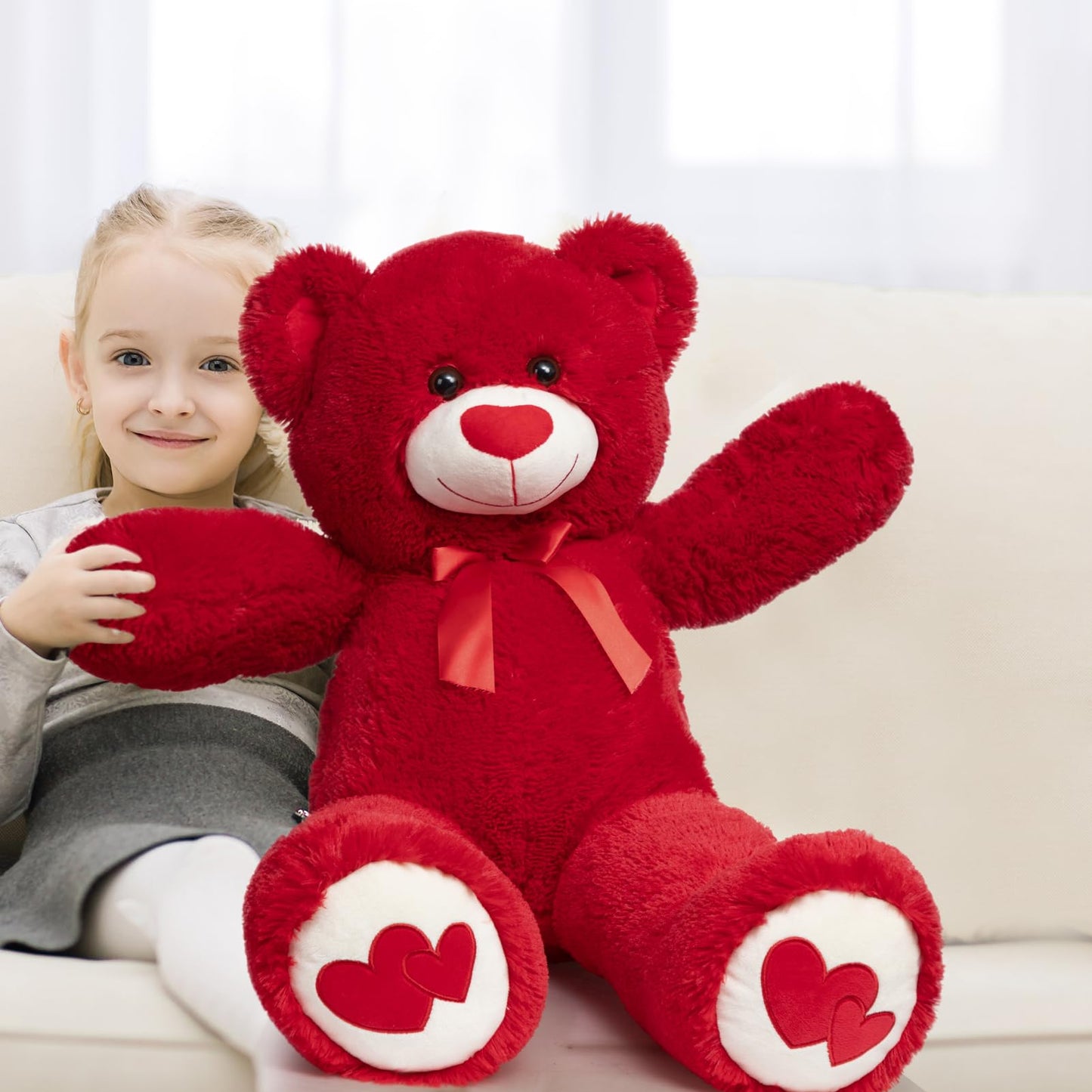 HollyHOME 36-Inch Red Teddy Bear with Heart – Large Plush Gift