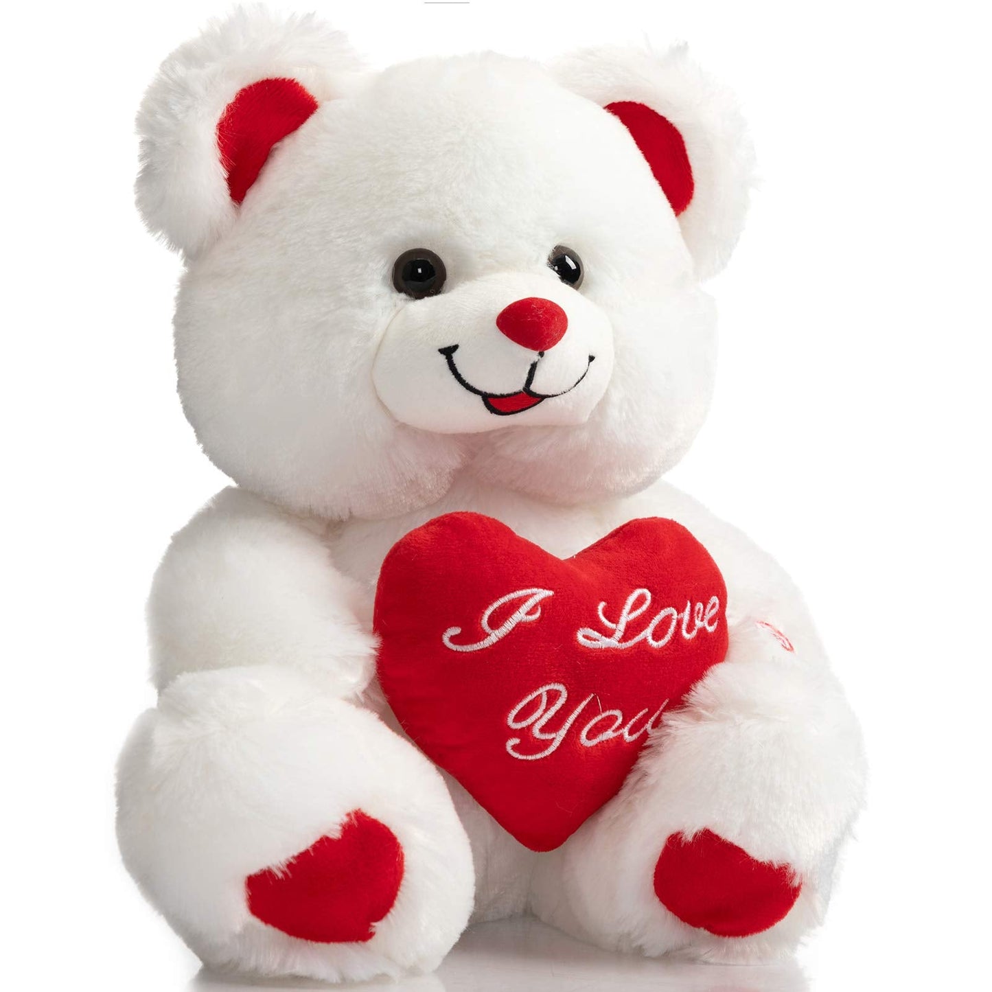 HollyHOME Teddy Bear with Heart — LED Blush Plush, Says I Love You, 13-Inch Gift