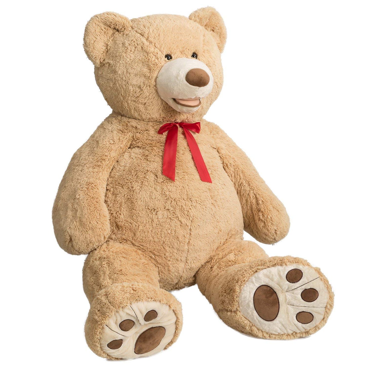 HollyHOME 5ft Giant Teddy Bear – Light Brown Plush with Red Bowtie (Valentine Gift)