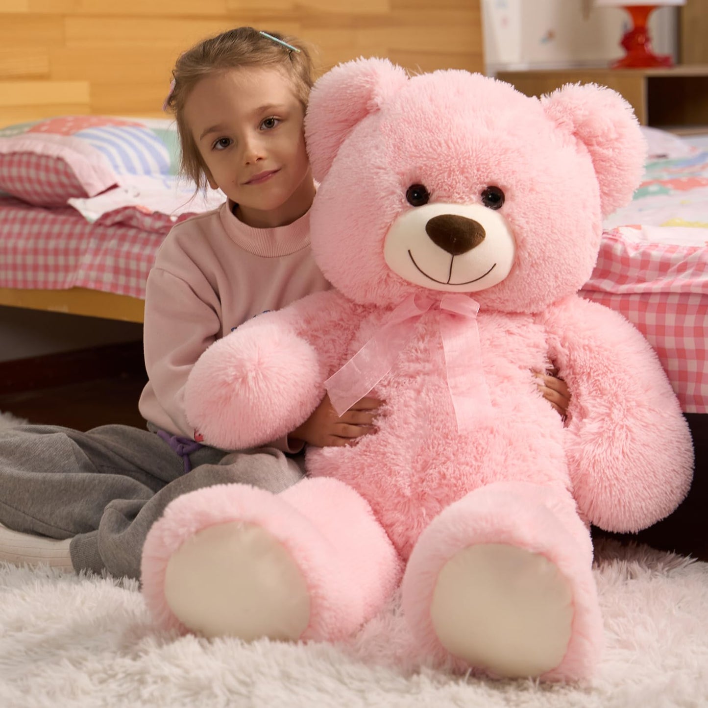 HollyHOME 36-Inch Pink Teddy Bear | Large Plush Stuffed Animal Gift