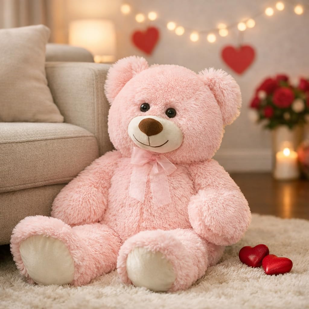 HollyHOME 36-Inch Pink Teddy Bear | Large Plush Stuffed Animal Gift