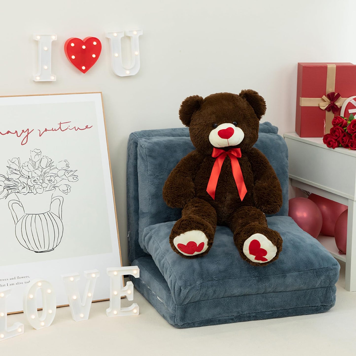 HollyHOME Big Teddy Bear Plush - 36-Inch Chocolate Bear with Red Heart | Giftable Comfort