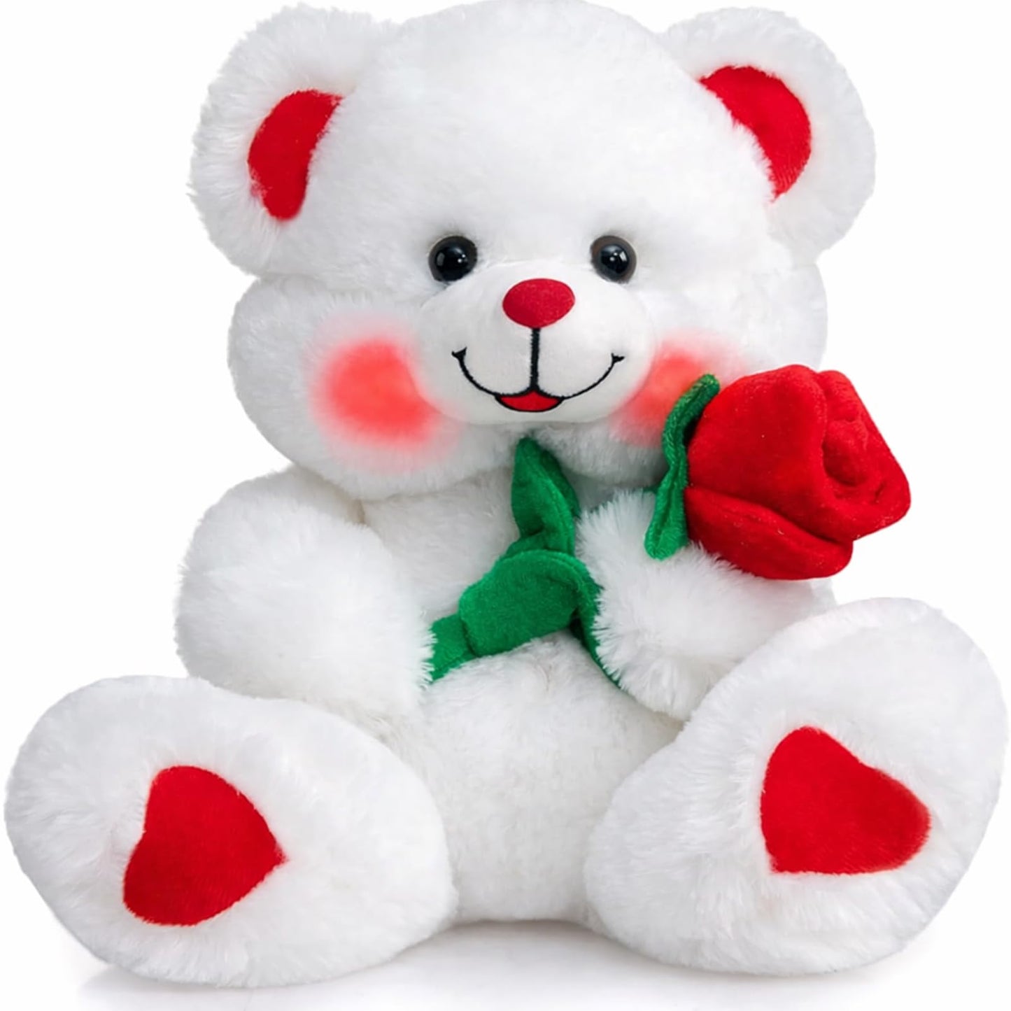 HollyHOME Teddy Bear with Rose – LED Blush 12-Inch Plush Gift for Valentines, Kids, and Special Occasions
