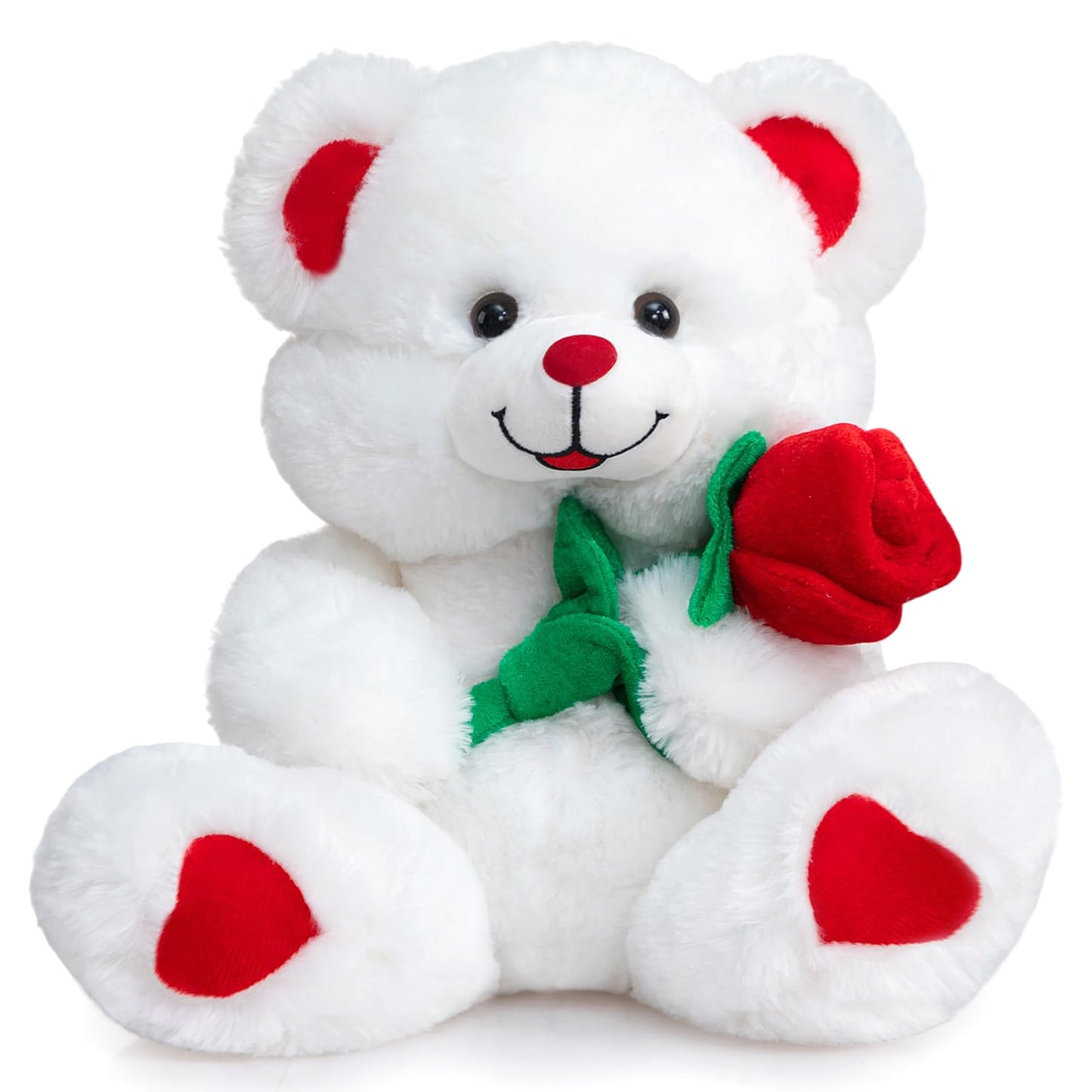 HollyHOME Teddy Bear with Rose – LED Blush 12-Inch Plush Gift for Valentines, Kids, and Special Occasions