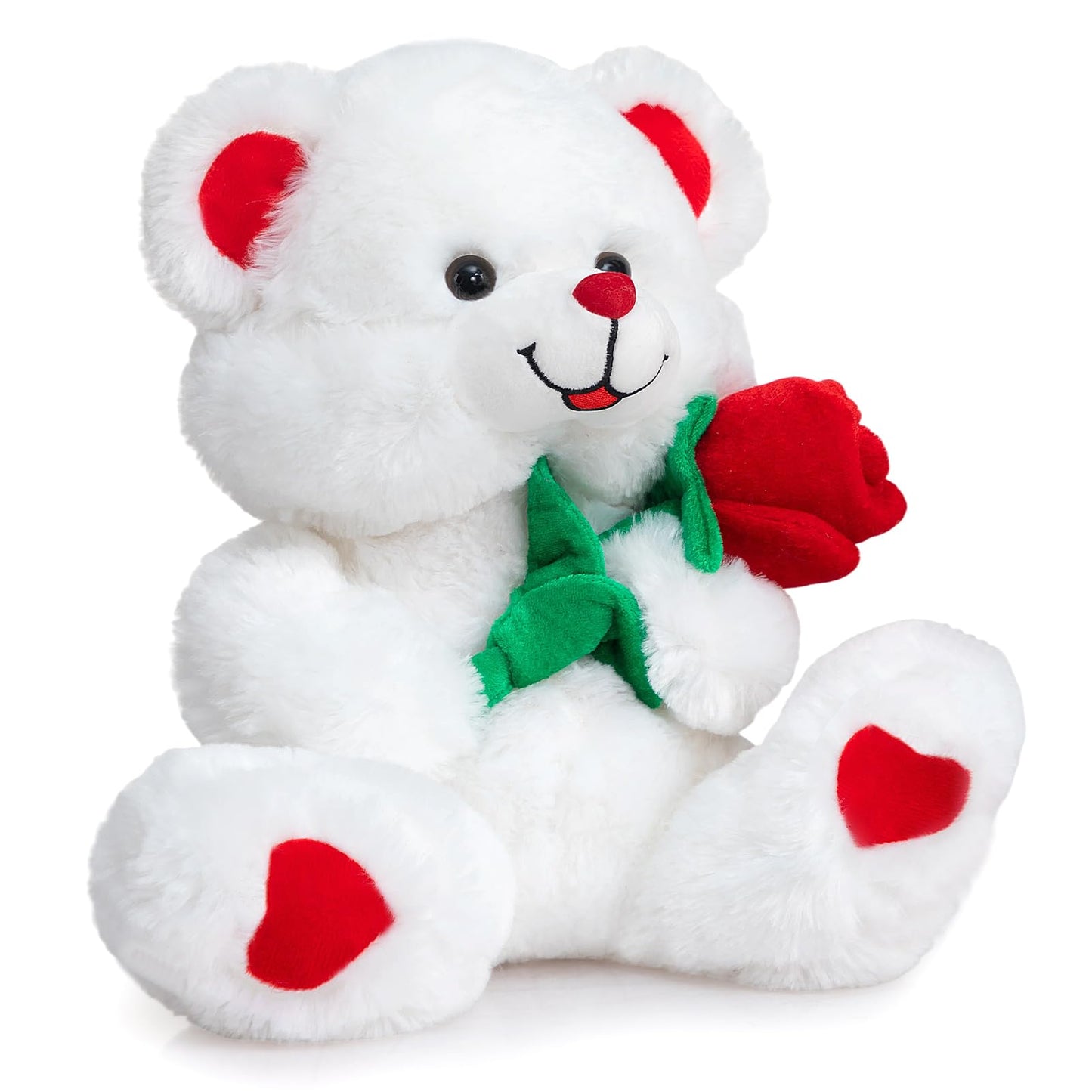 HollyHOME Teddy Bear with Rose – LED Blush 12-Inch Plush Gift for Valentines, Kids, and Special Occasions