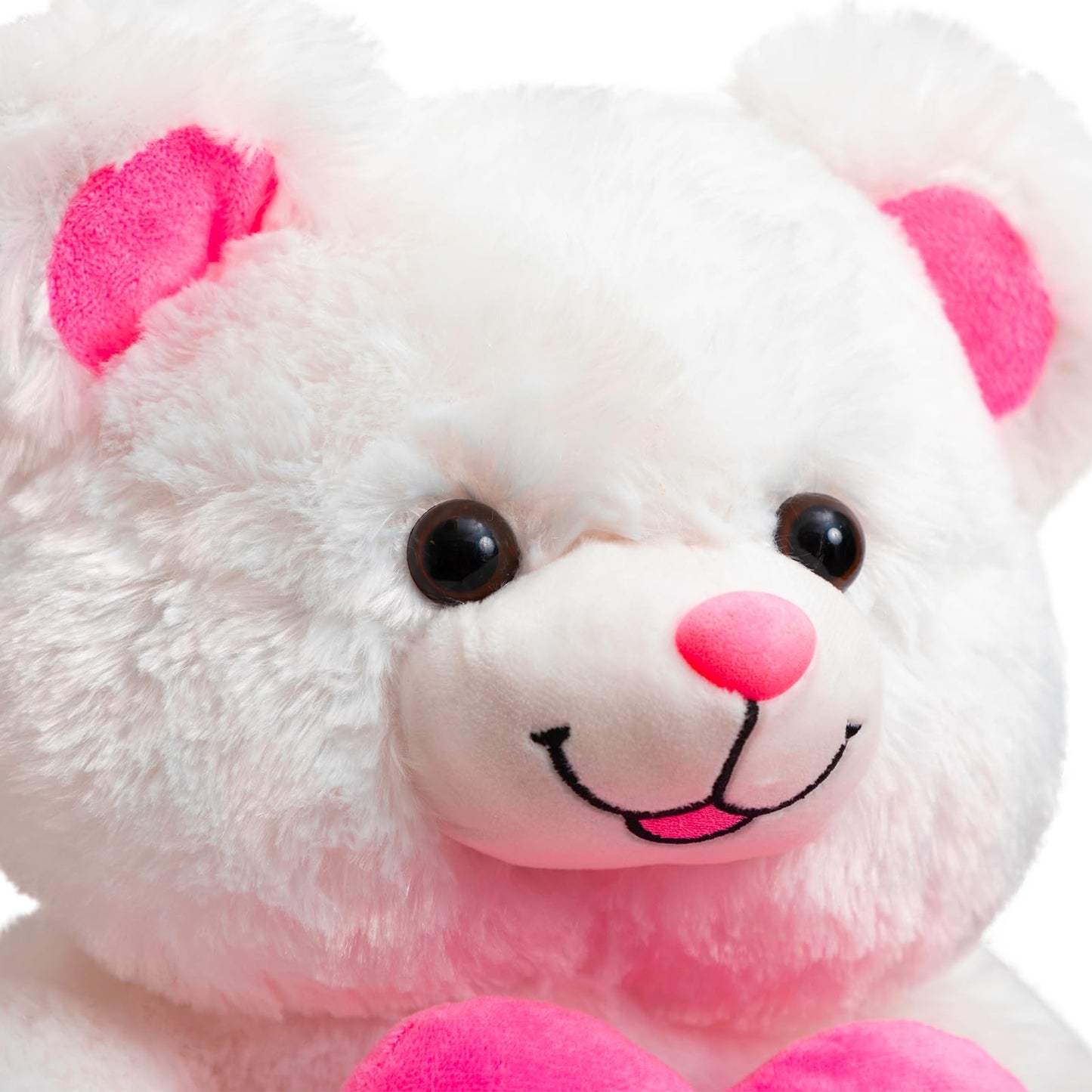 HollyHOME Teddy Bear with Heart Plush – LED I Love You Blush, 13 inch White
